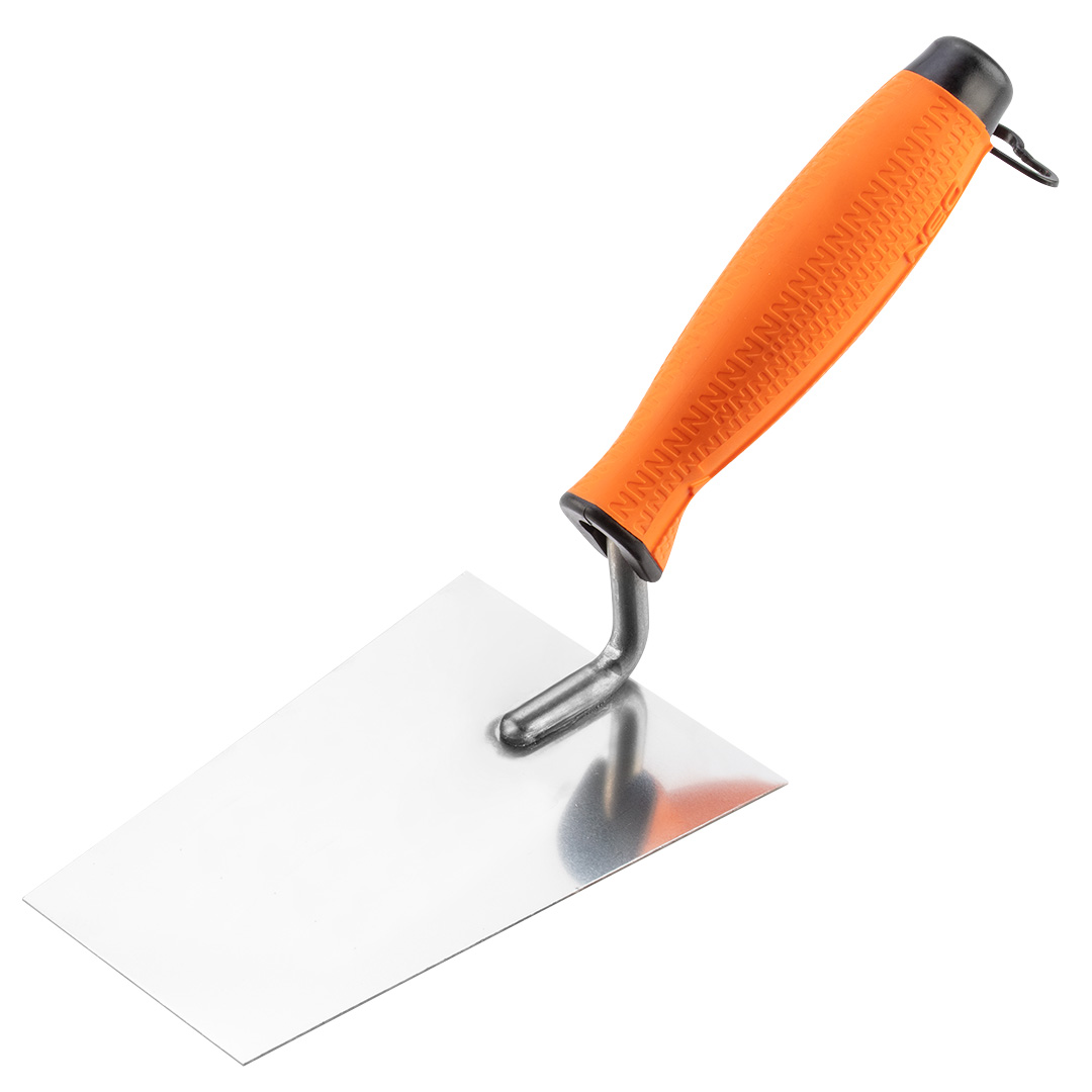 TOP-50-146--Kielnia sztukatorska trapezowa 140 mm, stal nierdzewna 1,0 mm, uchwyt dwumateriałowy