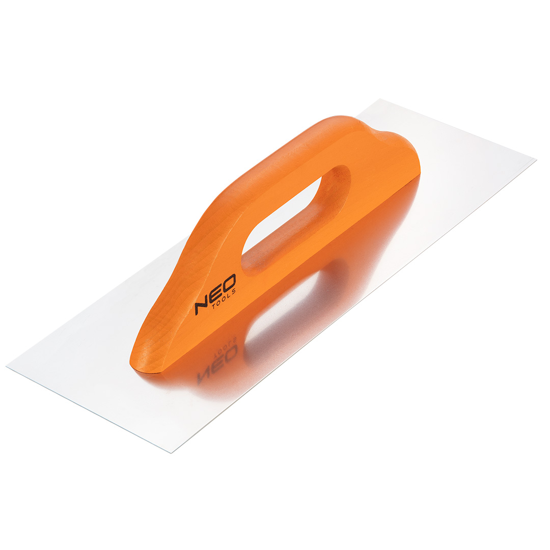 TOP-50-171--Paca gładka, 380 x 128mm, blat grubości 0.7 mm ze stali szlachetnej, nierdzewnej, uchwyt drewniany lakierowany