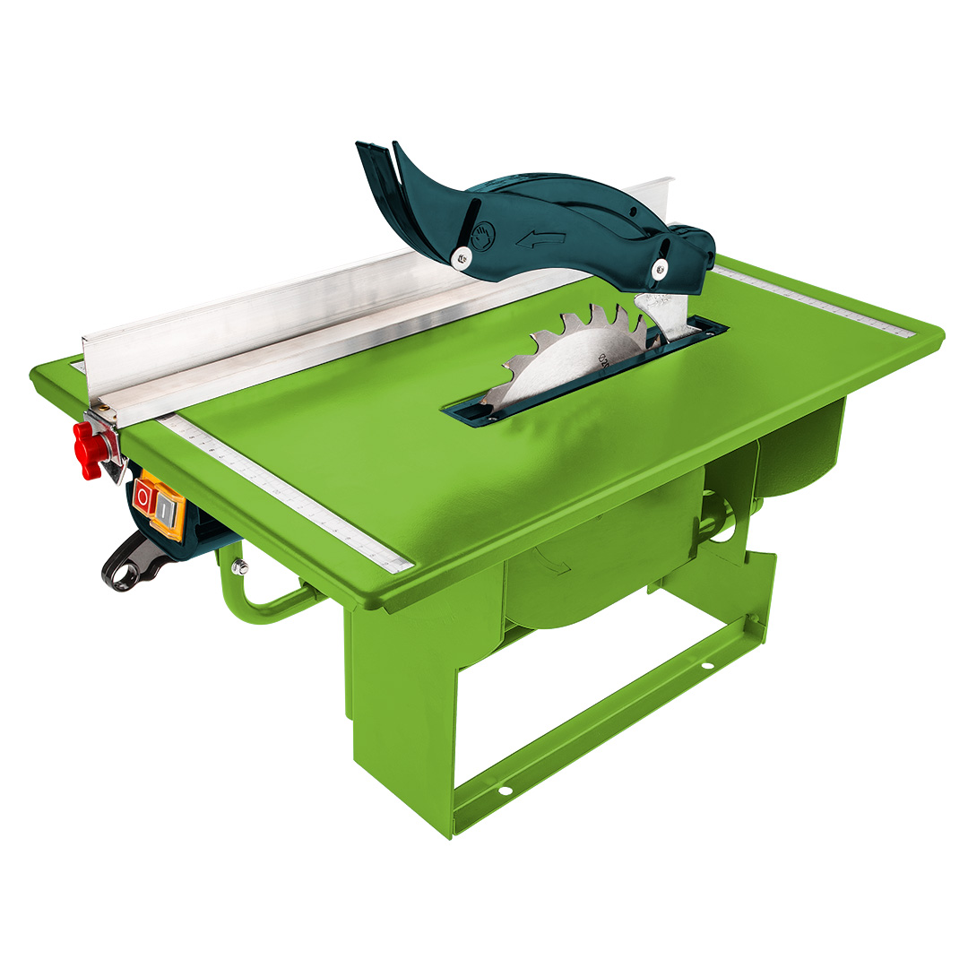 TOP-52G219--Pilarka stołowa 800W S2 10 min, tarcza 200x16 mm, obroty 2950 min, zakres cięcia ukosowego 0÷45 st., gł. cięcia 45/32 mm (90 st/45 st), (LxWxH) 505 x 335 x 240 mm, masa 11,1 kg, akcesoria: listwa oporowa, kątownik, popychacz, klucz oczkowy