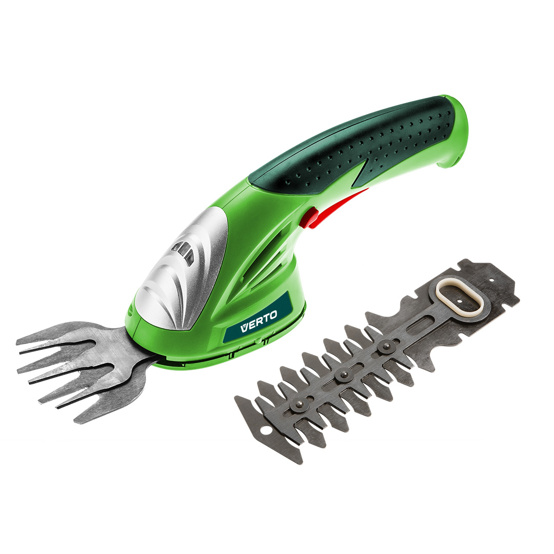 TOP-52G311--Trymer do trawy i żywopłotu 7.2V, Li-Ion/1.3Ah, szer. cięcia 80/120 mm (nożyce do trawy/nożyce do krzewów), maksymalna grubość cięcia z użyciem nożyc do żywopłotu 8 mm, masa z uchwytem do trawy 0.55 kg, masa z uchwytem do krzewów 0.61 kg