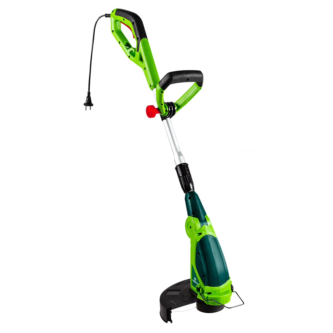 TOP-52G551--Podkaszarka do trawy VERTO (nr ref. 52G551) o mocy znamionowej 450W, szerokość koszenia 290 mm, prędkość obrotowa 9000 min-1, średnica żyłki tnącej 1,4 mm. Podkaszarka posiada ergonomiczny włącznik, regulowaną długość rury teleskopowej, regulowaną rę