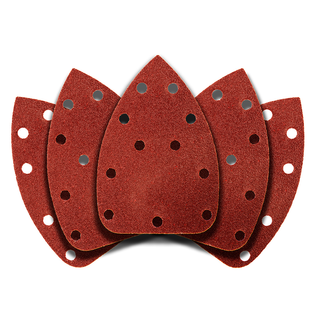 TOP-54H010--Papier ścierny na rzep delta 140 x 140 x 80 mm, K60, 5 szt., z otworami