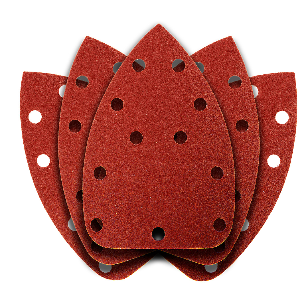 TOP-54H012--Papier ścierny na rzep delta 140 x 140 x 80 mm, K100, 5 szt., z otworami