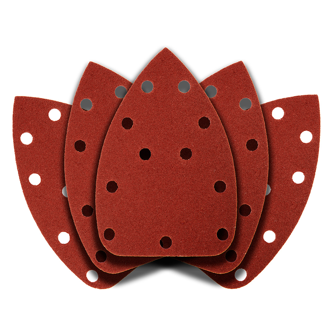 TOP-54H013--Papier ścierny na rzep delta 140 x 140 x 80 mm, K120, 5 szt., z otworami