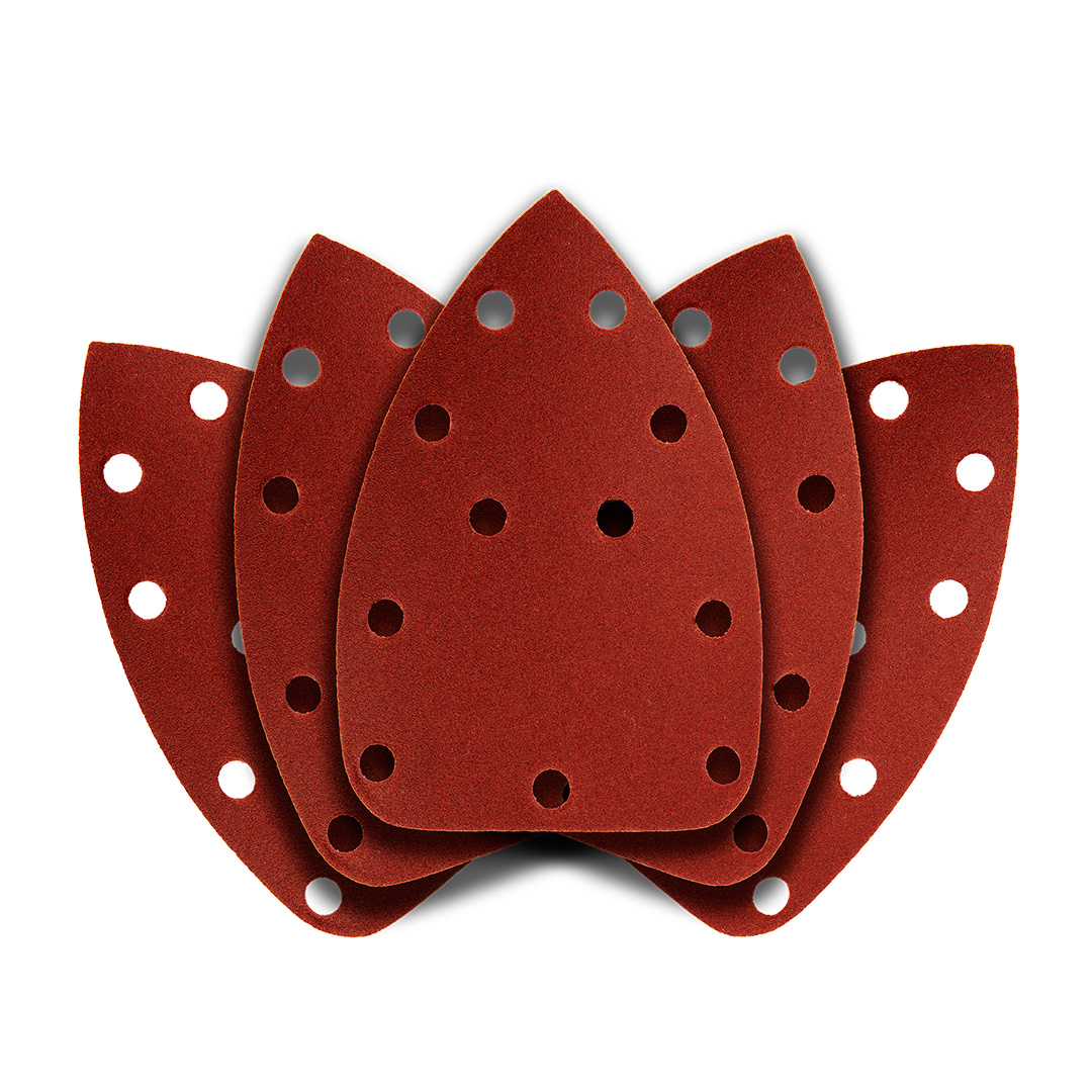 TOP-54H015--Papier ścierny na rzep delta 140 x 140 x 80 mm, K240, 5 szt., z otworami