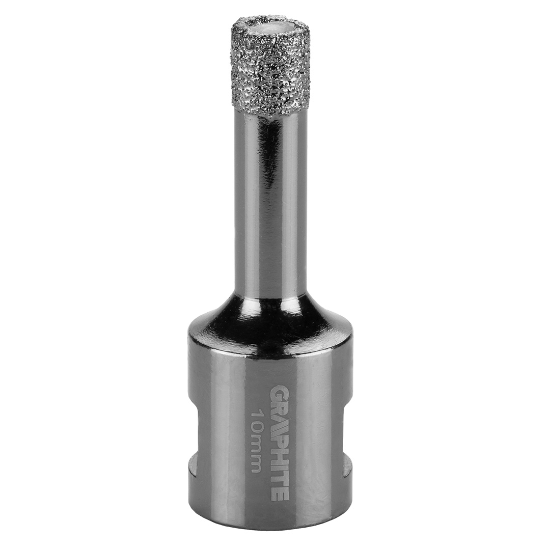 TOP-55H302--Otwornica diamentowa, średnica 10 mm, długość robocza 40 mm, długość całkowita 60 mm, gwint M14, lutowana próżniowo (vacuum brazed), do pracy na sucho, wypełnienie parafiną, 11000 obr/min.