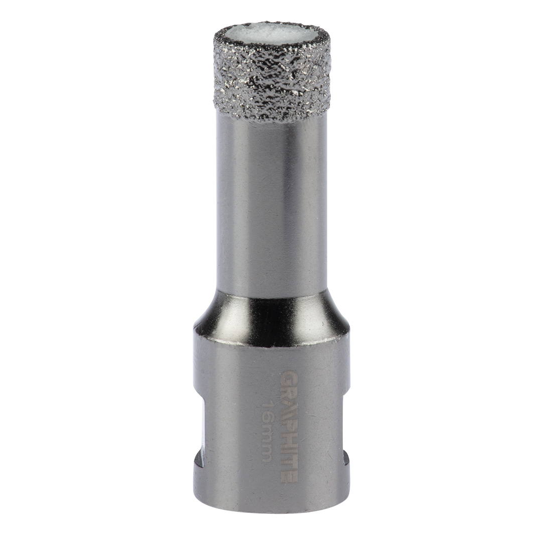 TOP-55H304--Otwornica diamentowa, średnica 16 mm, długość robocza 40 mm, długość całkowita 60 mm, gwint M14, lutowana próżniowo (vacuum brazed), do pracy na sucho, wypełnienie parafiną, 11000 obr/min.