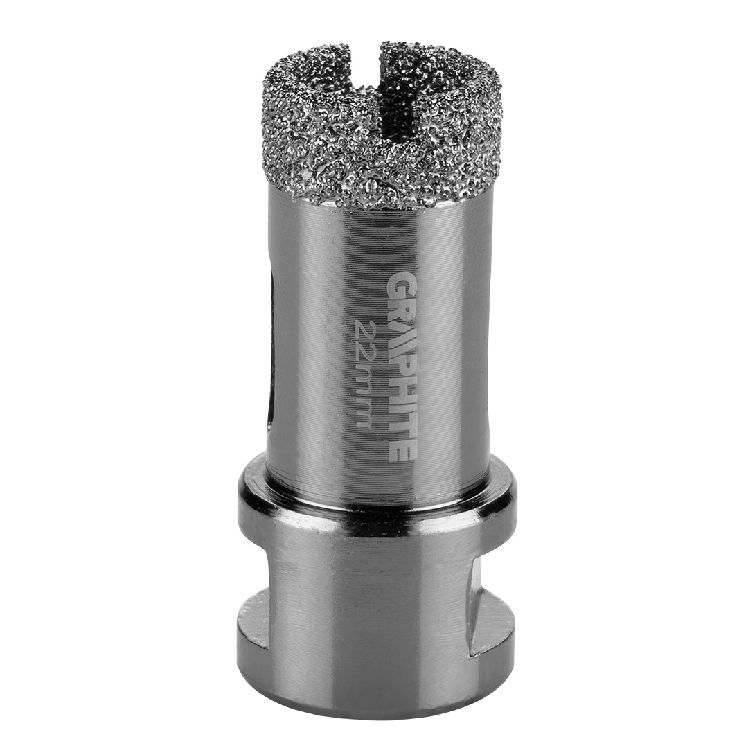 TOP-55H306--Otwornica diamentowa, średnica 22 mm, długość robocza 40 mm, długość całkowita 60 mm, gwint M14, lutowana próżniowo (vacuum brazed), do pracy na sucho, 11000 obr/min.