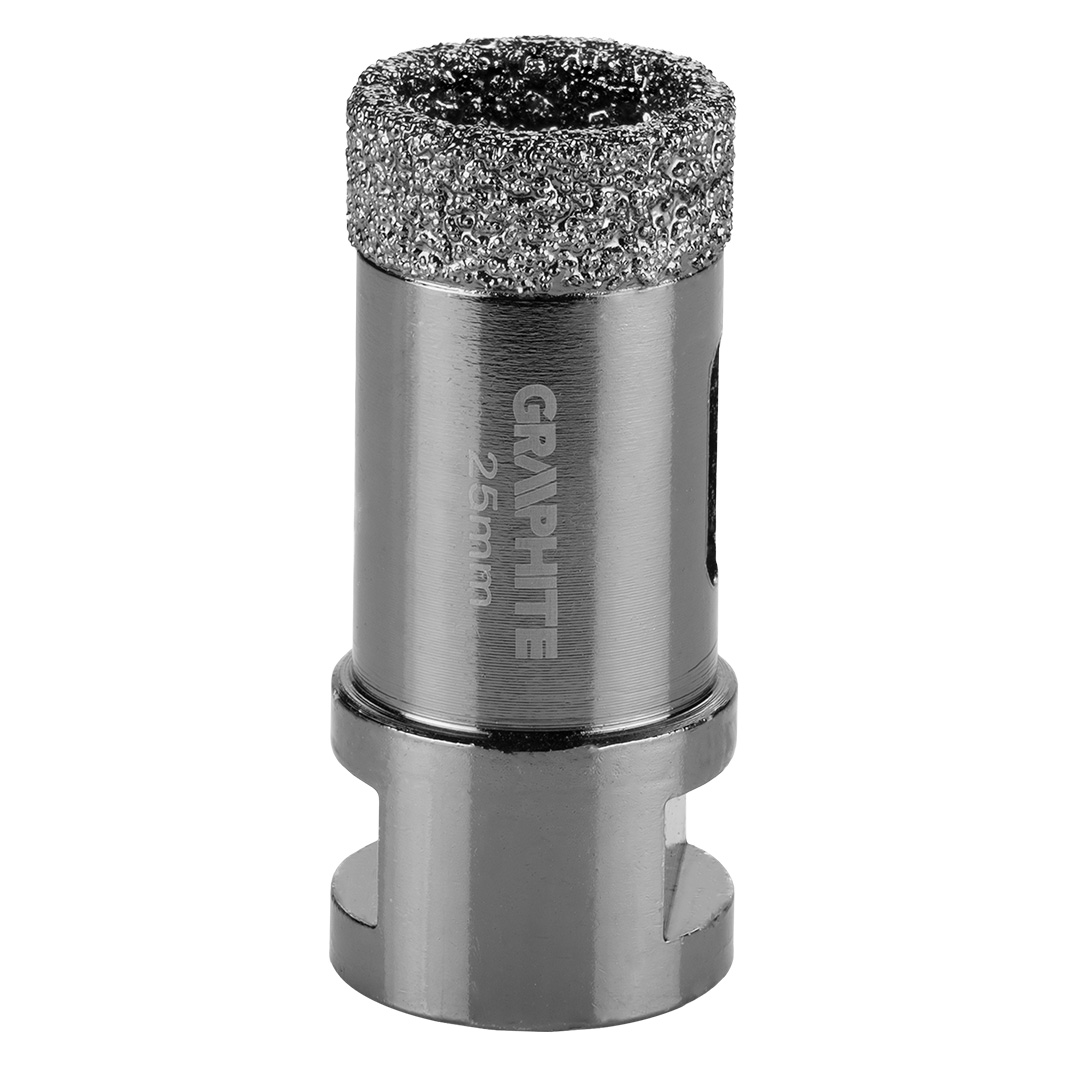 TOP-55H307--Otwornica diamentowa, średnica 25 mm, długość robocza 40 mm, długość całkowita 60 mm, gwint M14, lutowana próżniowo (vacuum brazed), do pracy na sucho, 11000 obr/min.