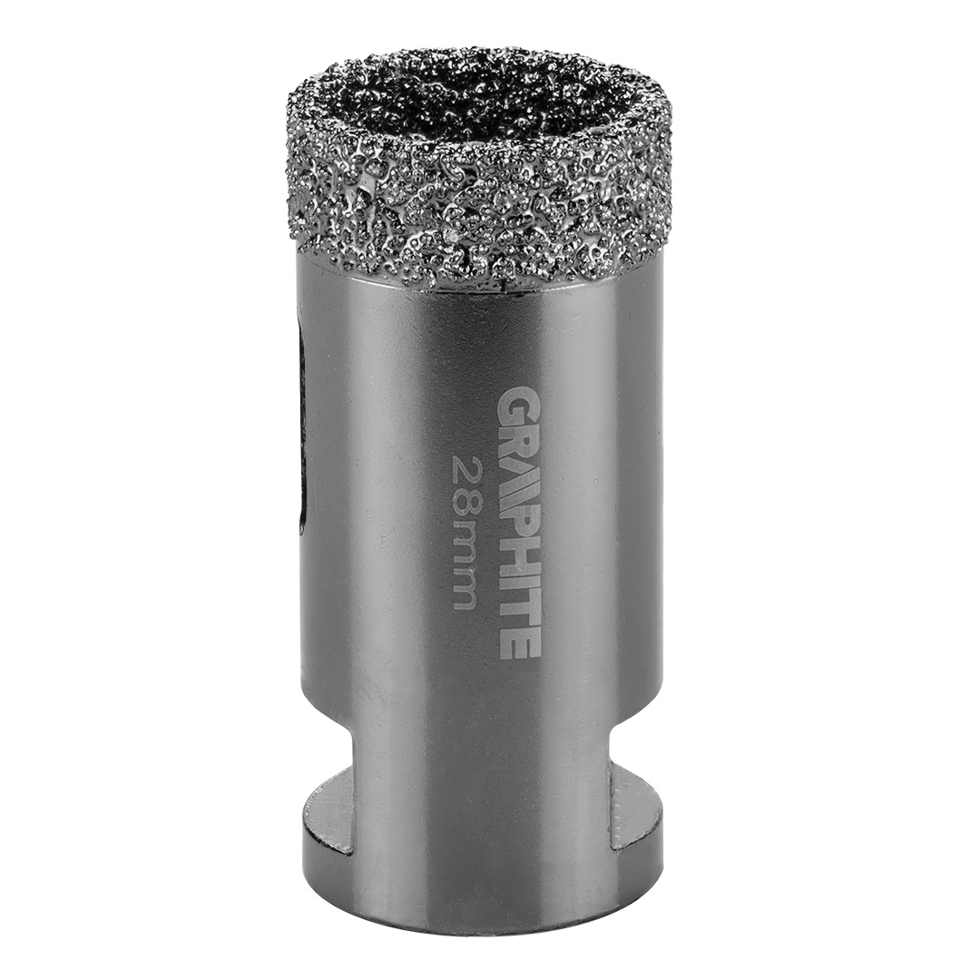 TOP-55H308--Otwornica diamentowa, średnica 28 mm, długość robocza 40 mm, długość całkowita 60 mm, gwint M14, lutowana próżniowo (vacuum brazed), do pracy na sucho, 11000 obr/min.