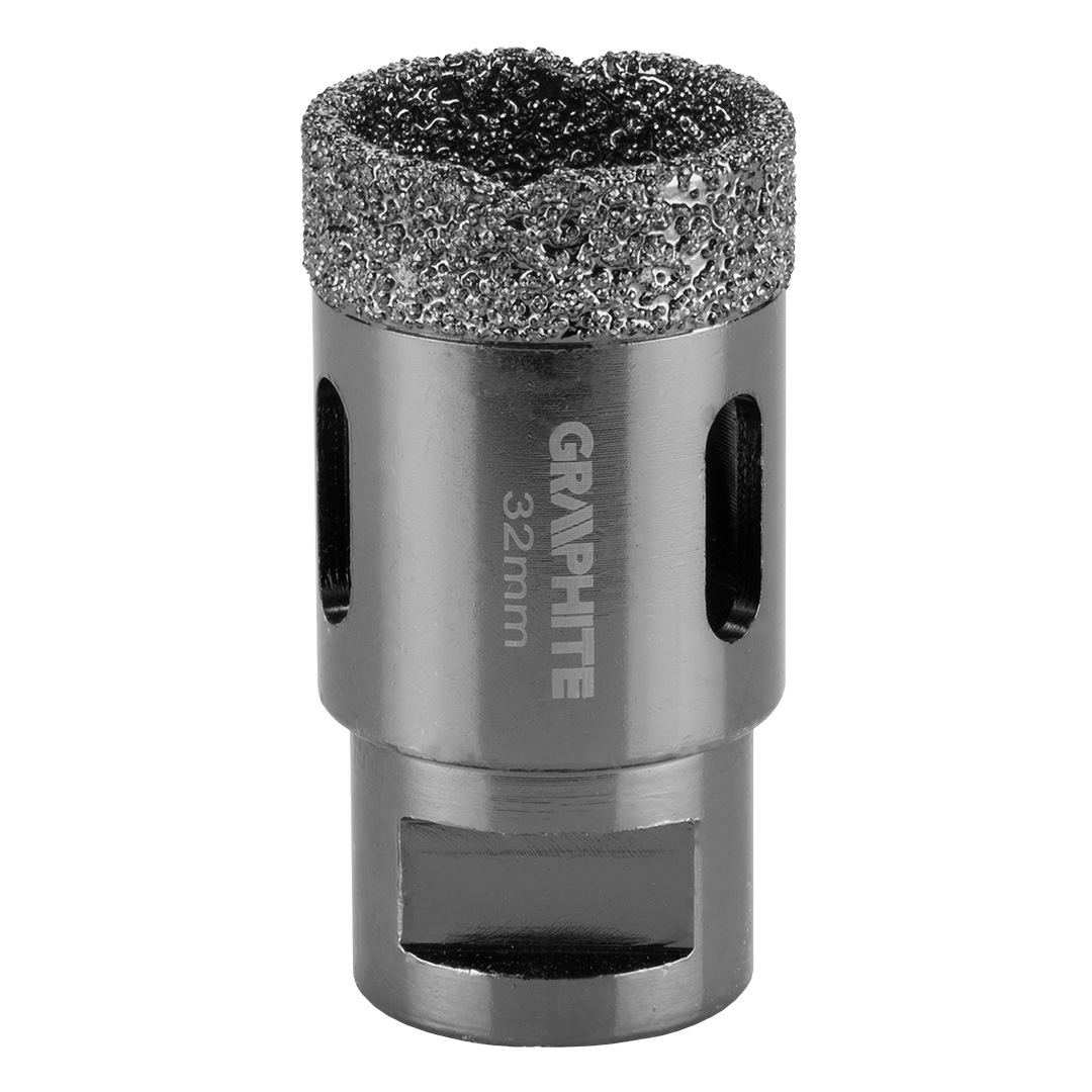 TOP-55H309--Otwornica diamentowa, średnica 32 mm, długość robocza 40 mm, długość całkowita 60 mm, gwint M14, lutowana próżniowo (vacuum brazed), do pracy na sucho, 11000 obr/min.