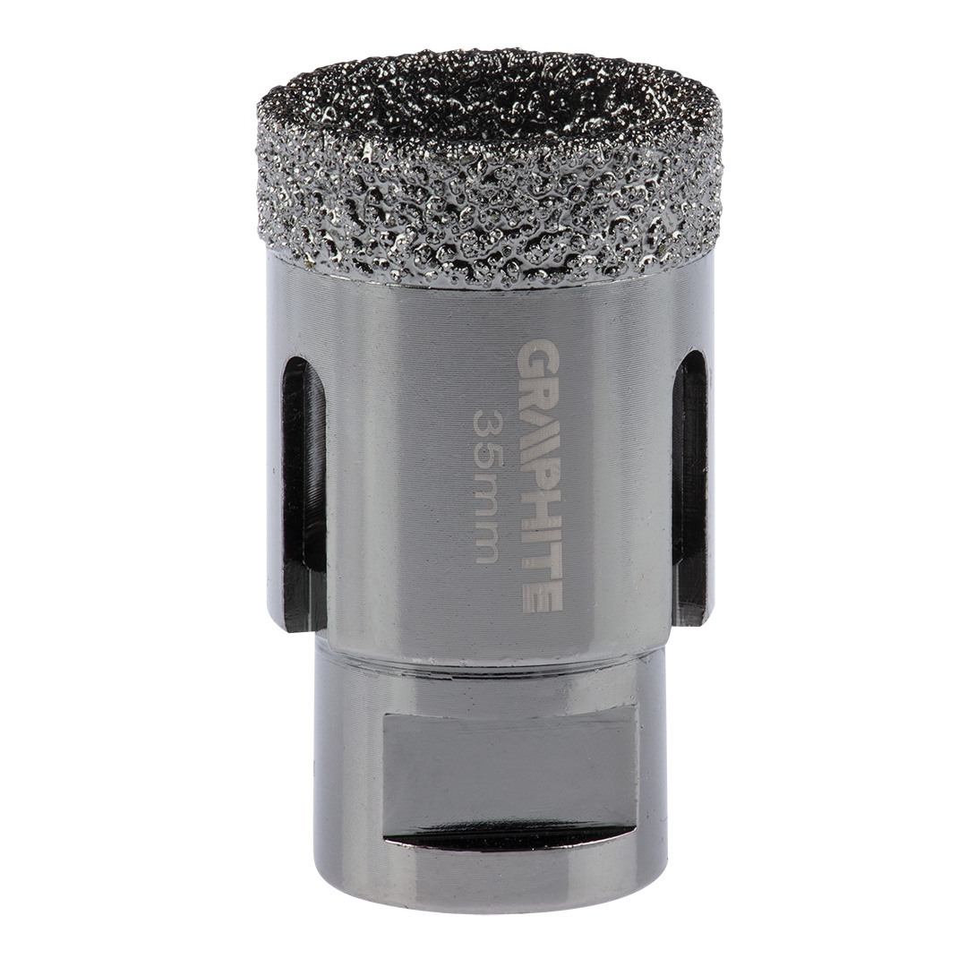 TOP-55H310--Otwornica diamentowa, średnica 35 mm, długość robocza 40 mm, długość całkowita 60 mm, gwint M14, lutowana próżniowo (vacuum brazed), do pracy na sucho, 11000 obr/min.