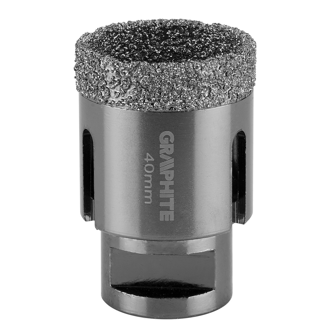 TOP-55H311--Otwornica diamentowa, średnica 40 mm, długość robocza 40 mm, długość całkowita 60 mm, gwint M14, lutowana próżniowo (vacuum brazed), do pracy na sucho, 11000 obr/min.