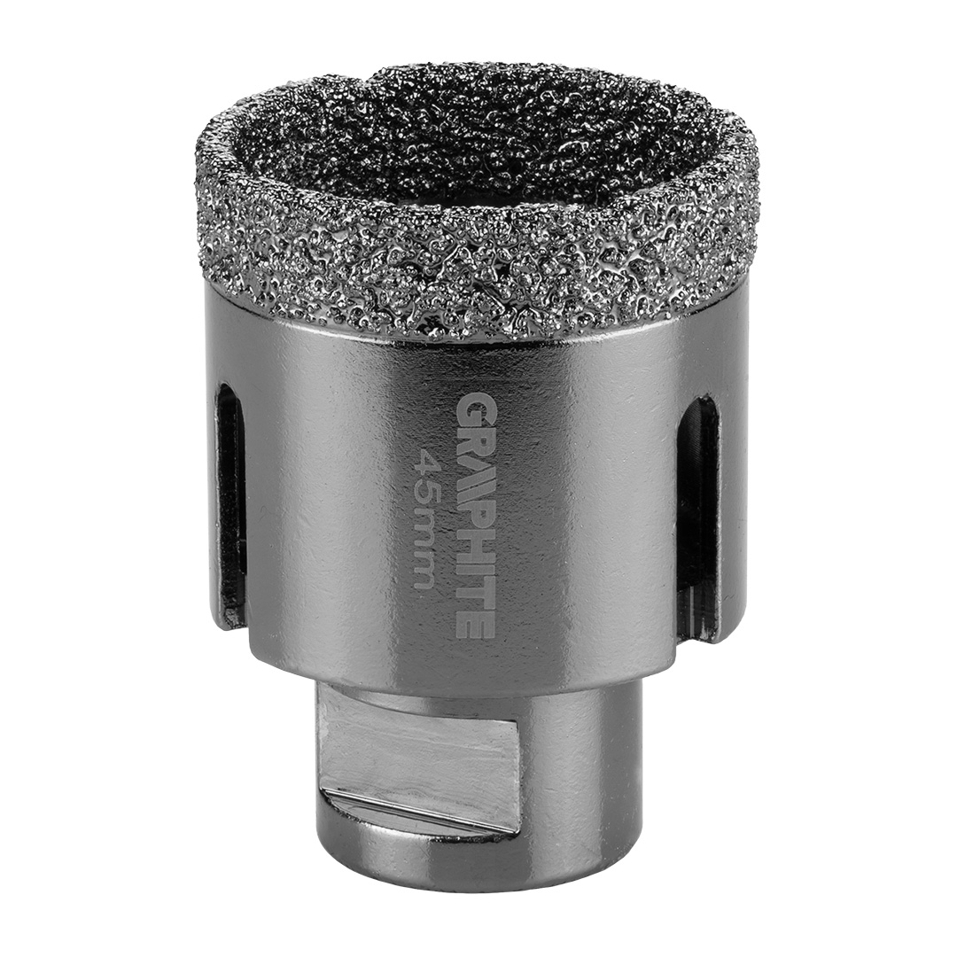 TOP-55H312--Otwornica diamentowa, średnica 45 mm, długość robocza 40 mm, długość całkowita 60 mm, gwint M14, lutowana próżniowo (vacuum brazed), do pracy na sucho, 11000 obr/min.