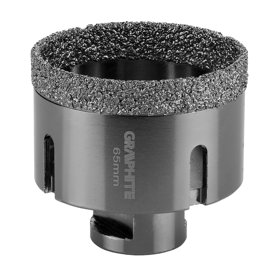 TOP-55H314--Otwornica diamentowa, średnica 65 mm, długość robocza 40 mm, długość całkowita 60 mm, gwint M14, lutowana próżniowo (vacuum brazed), do pracy na sucho, 11000 obr/min.