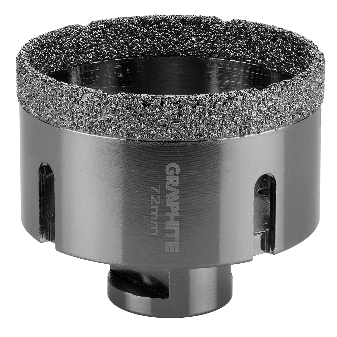 TOP-55H316--Otwornica diamentowa, średnica 72 mm, długość robocza 40 mm, długość całkowita 60 mm, gwint M14, lutowana próżniowo (vacuum brazed), do pracy na sucho, 11000 obr/min.