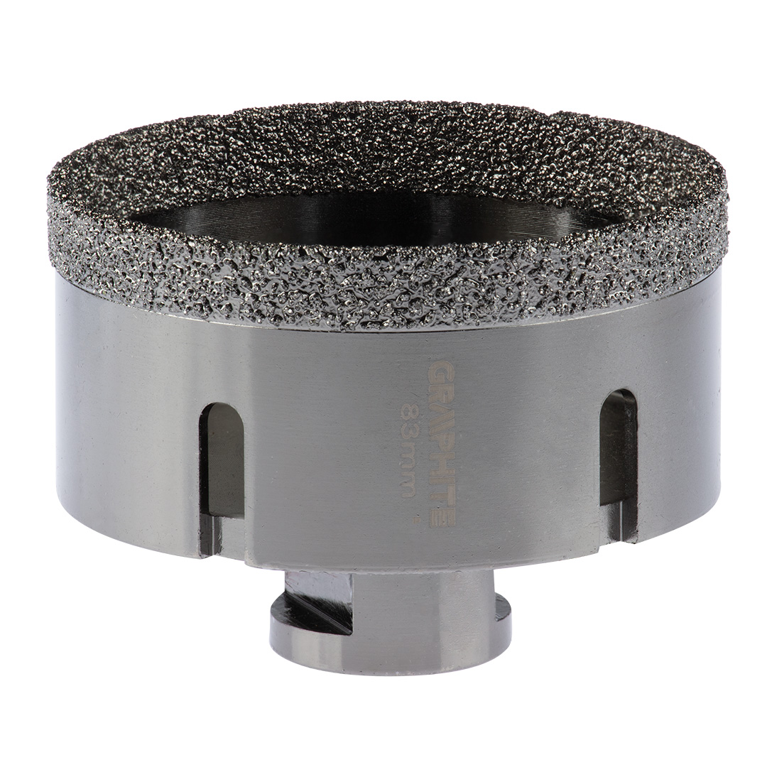 TOP-55H317--Otwornica diamentowa, średnica 83 mm, długość robocza 40 mm, długość całkowita 60 mm, gwint M14, lutowana próżniowo (vacuum brazed), do pracy na sucho, 11000 obr/min.