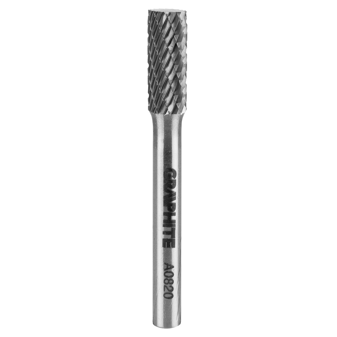TOP-55H351--Frez do metalu, typ A - walcowy (A 0820), węglik spiekany, średnica 8 mm, nacięcie podwójne, długość robocza 20 mm, trzpień 6 x 45 mm, do szlifierki prostej.