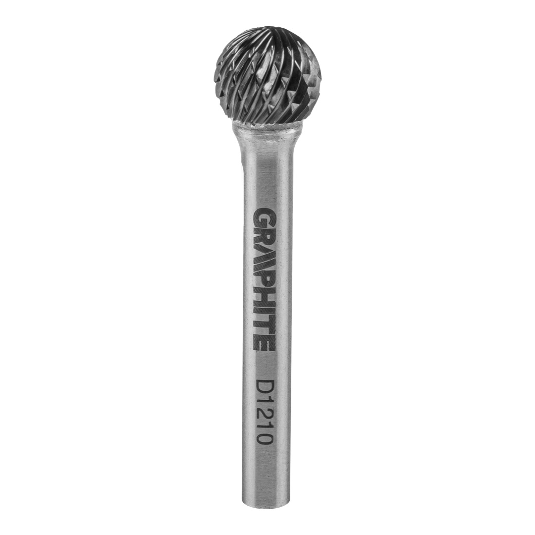 TOP-55H362--Frez do metalu, typ D -kulisty (D 1210), węglik spiekany, średnica 12 mm, nacięcie podwójne, długość robocza 10 mm, trzpień 6 x 45 mm, do szlifierki prostej.
