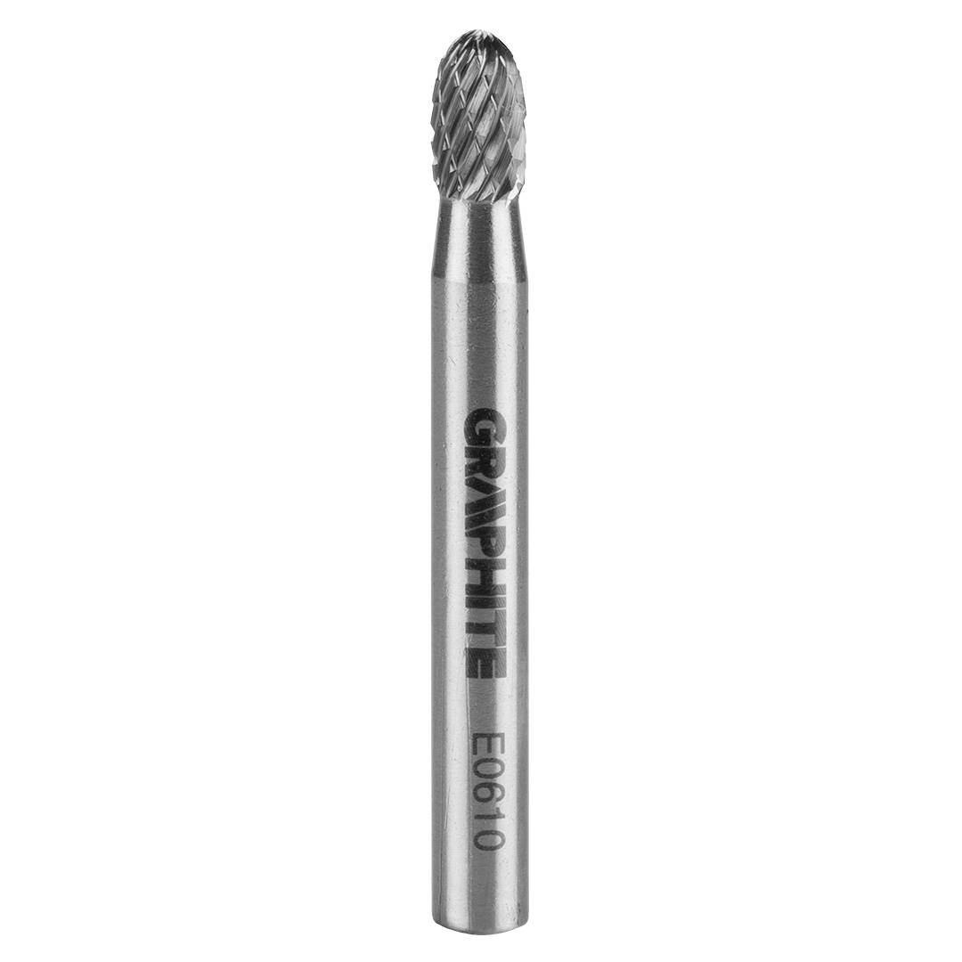 TOP-55H363--Frez do metalu, typ E - owalny (E 0610), węglik spiekany, średnica 6 mm, nacięcie podwójne, długość robocza 10 mm, trzpień 6 x 45 mm, do szlifierki prostej.