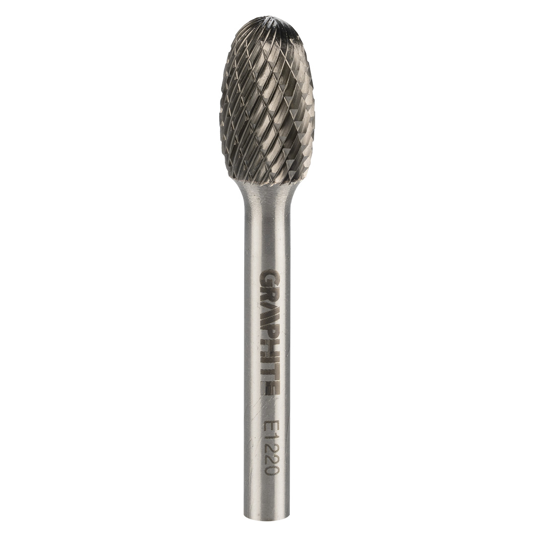 TOP-55H366--Frez do metalu, typ E - owalny (E 1220), węglik spiekany, średnica 12 mm, nacięcie podwójne, długość robocza 20 mm, trzpień 6 x 45 mm, do szlifierki prostej.