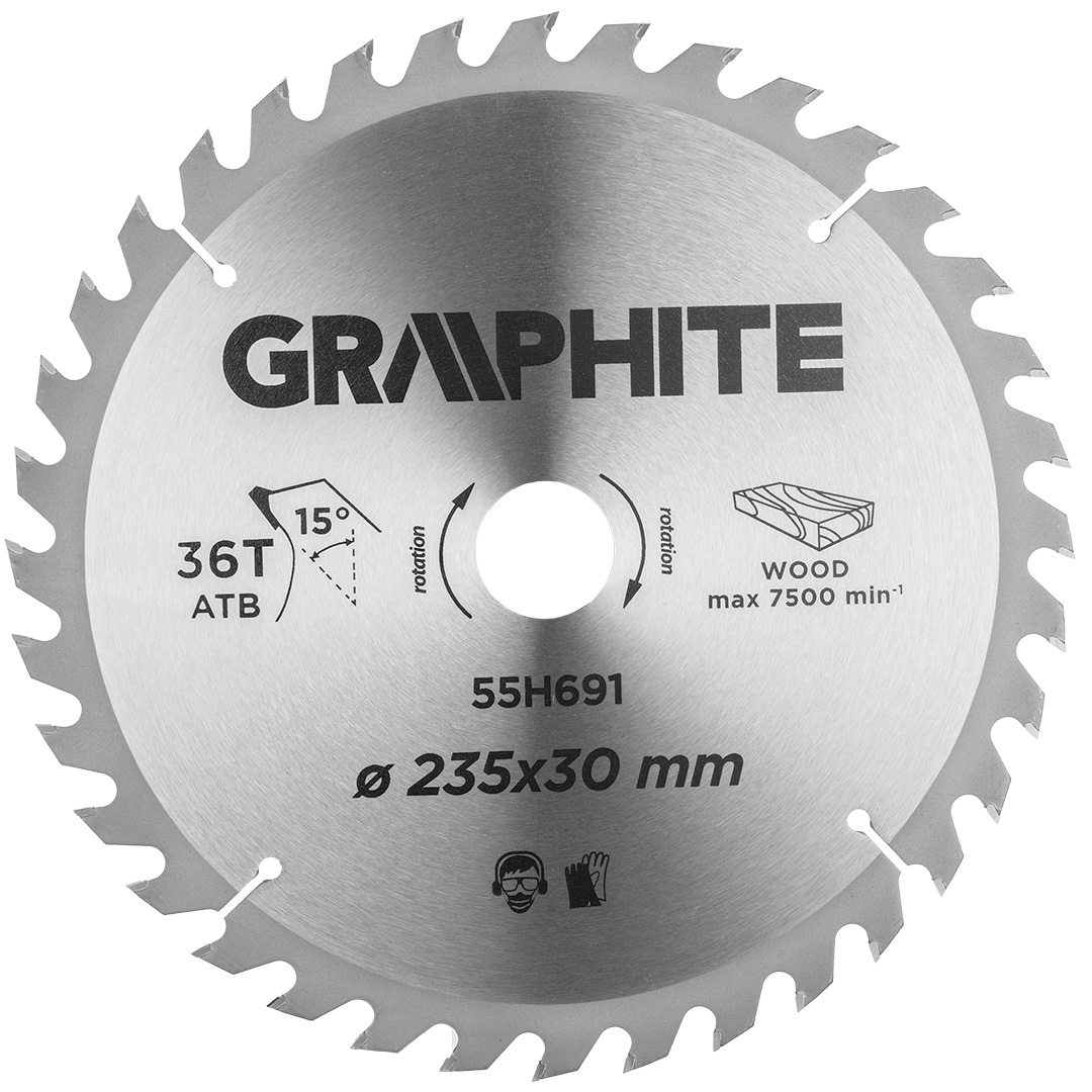 TOP-55H691--Tarcza do pilarki, widiowa, 235 x 30 mm, 36 zębów ATB, grubość tarczy 2.0 mm, grubość zęba 2.8 mm, redukcje: 30 x 16 mm, 30 x 20 mm, 30 x 25.4 mm.