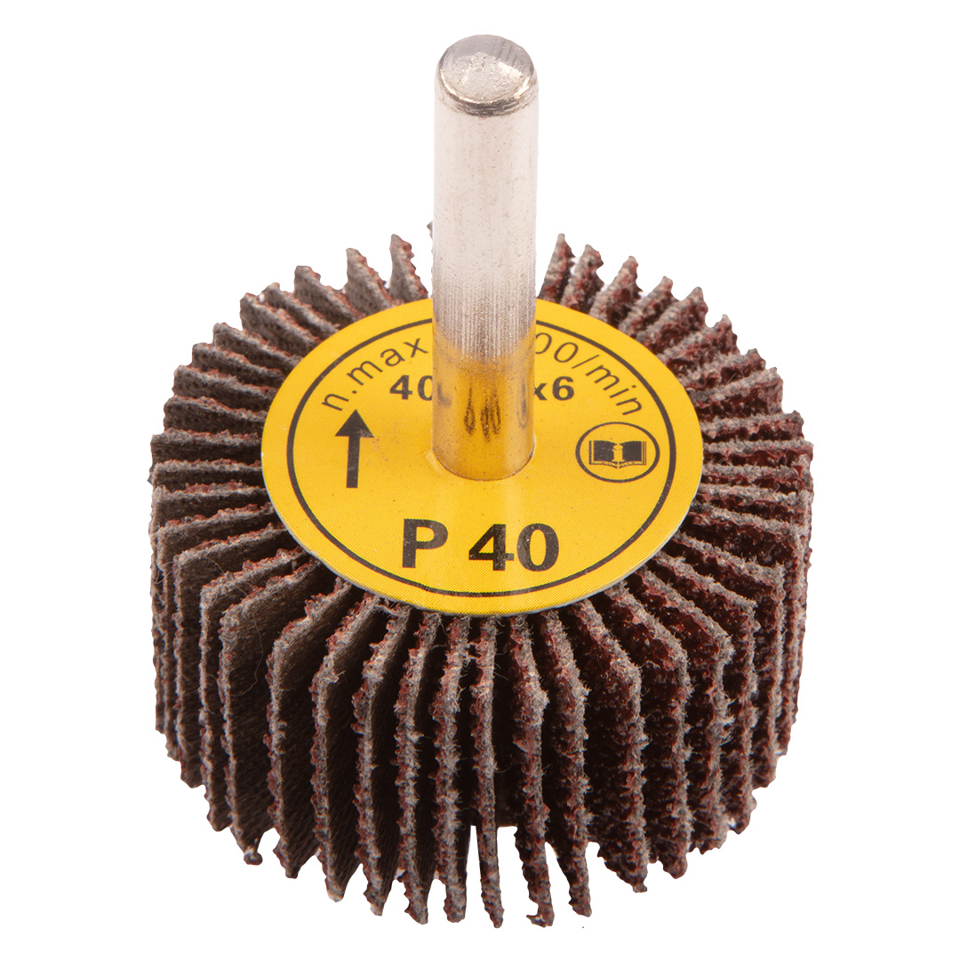 TOP-55H754--Ściernica listkowa trzpieniowa, 40 x 20 mm, K40, nasyp pełny, baza z płótna typu X, średnica trzpienia 6 mm