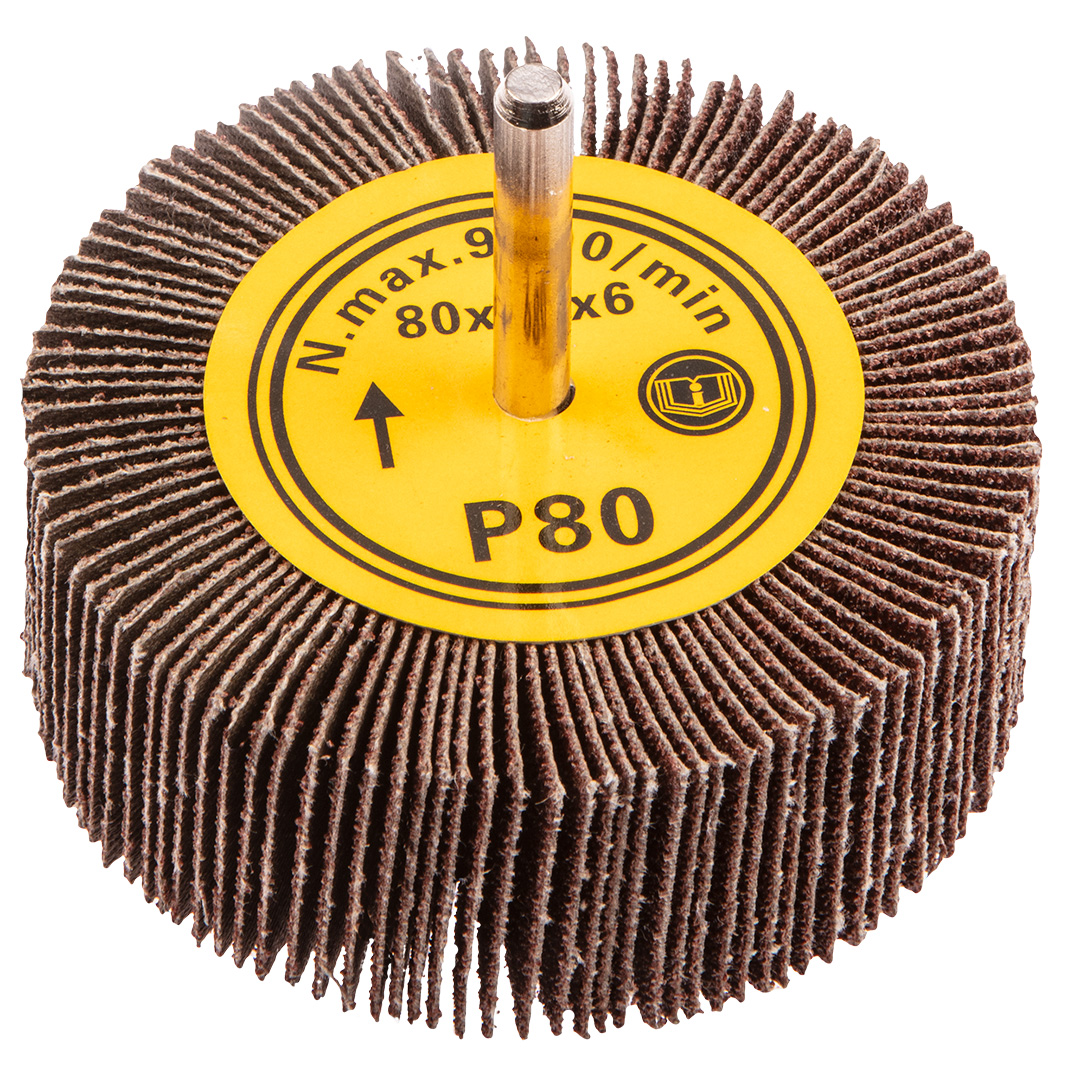 TOP-55H762--Ściernica listkowa trzpieniowa, 80 x 30 mm, K80, nasyp pełny, baza z płótna typu X, średnica trzpienia 6 mm