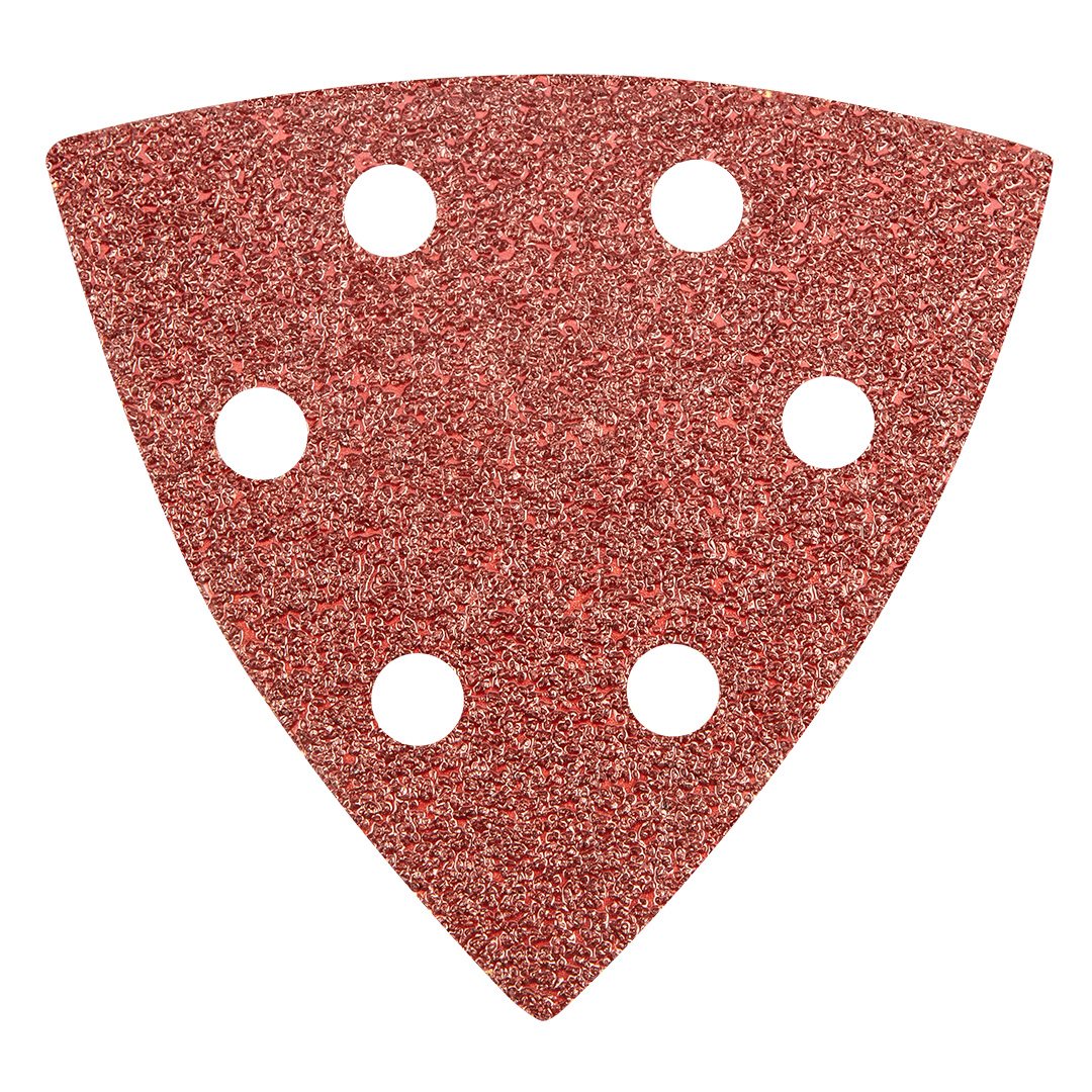 TOP-55H763--Papier ścierny delta na rzep 93 x 93 mm K40, 5 szt., z otworami, elektrokorund, nasyp półotwarty, baza z papieru typu E