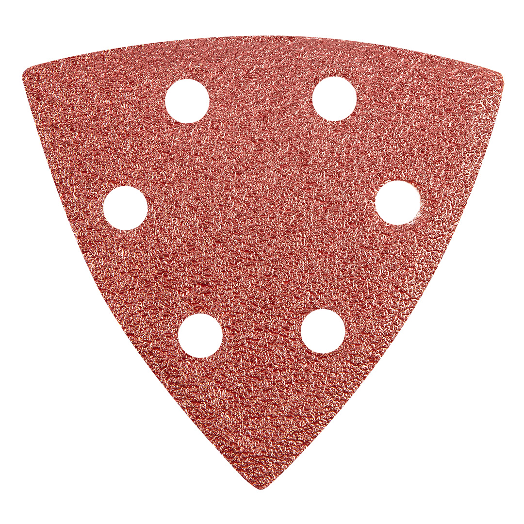 TOP-55H764--Papier ścierny delta na rzep 93 x 93 mm K60, 5 szt., z otworami, elektrokorund, nasyp półotwarty, baza z papieru typu E