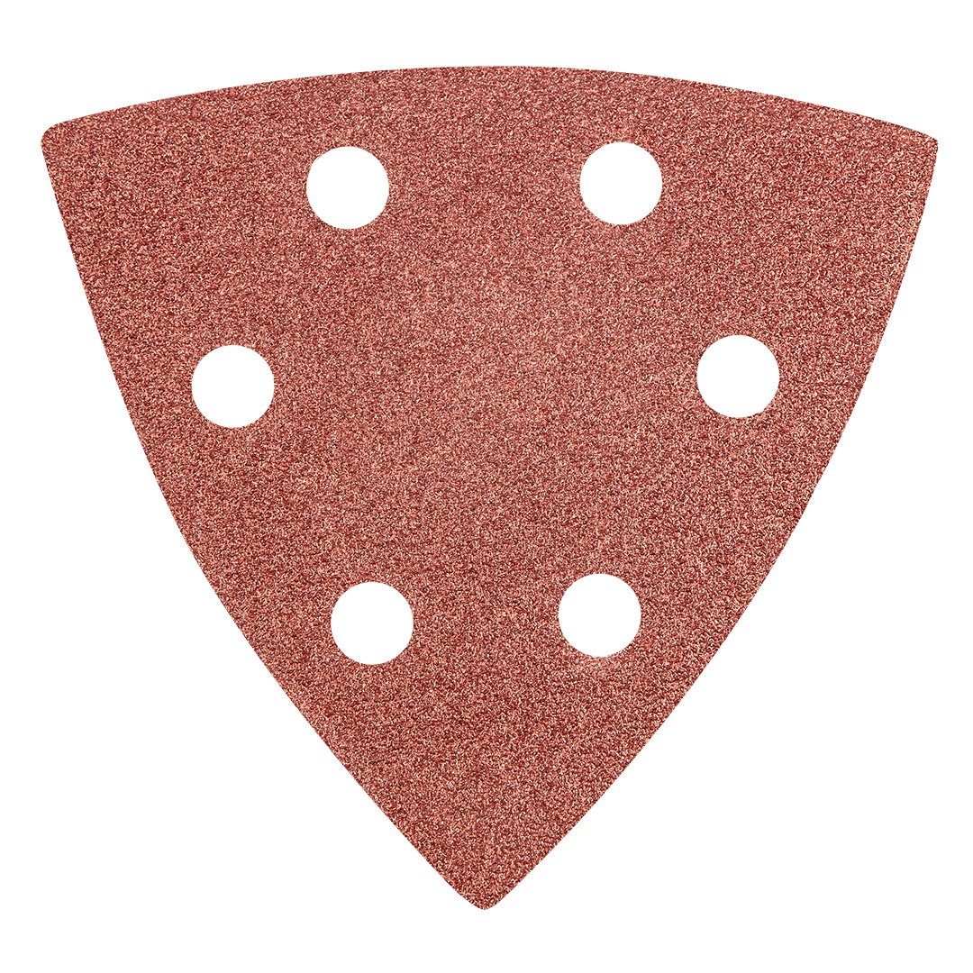 TOP-55H765--Papier ścierny delta na rzep 93 x 93 mm K80, 5 szt., z otworami, elektrokorund, nasyp półotwarty, baza z papieru typu E