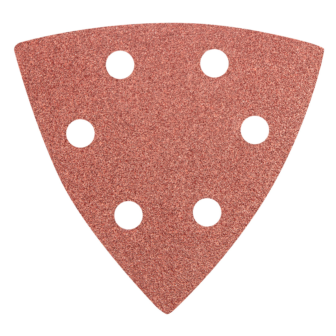 TOP-55H766--Papier ścierny delta na rzep 93 x 93 mm K100, 5 szt., z otworami, elektrokorund, nasyp półotwarty, baza z papieru typu E