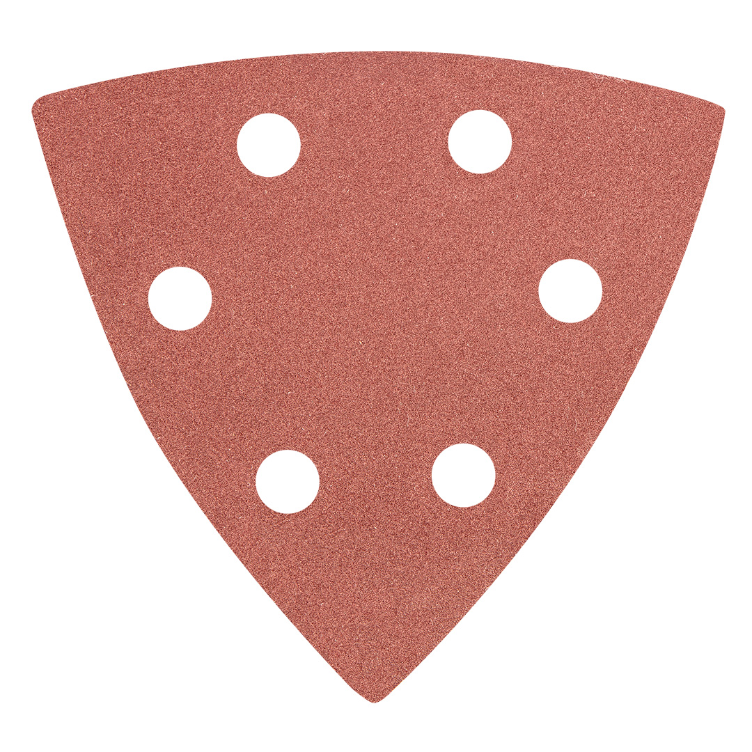 TOP-55H768--Papier ścierny delta na rzep 93 x 93 mm K240, 5 szt., z otworami, elektrokorund, nasyp półotwarty, baza z papieru typu E