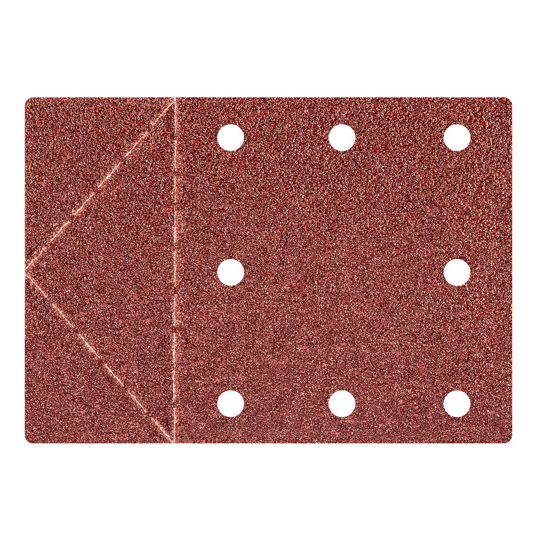TOP-55H812--Papier ścierny 115 x 160 mm, otowry, perforacja do odrywania, rzep. K40, 3 szt., do szlifierki 59G320, obsługuje wszystkie 3 kształty stóp szlifierskich.