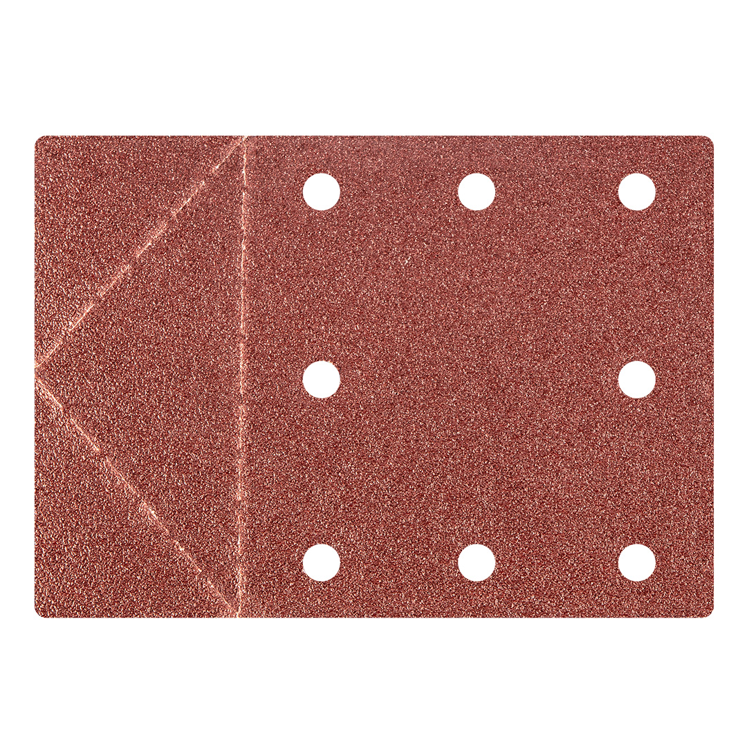 TOP-55H814--Papier ścierny 115 x 160 mm, otowry, perforacja do odrywania, rzep. K60, 3 szt., do szlifierki 59G320, obsługuje wszystkie 3 kształty stóp szlifierskich.