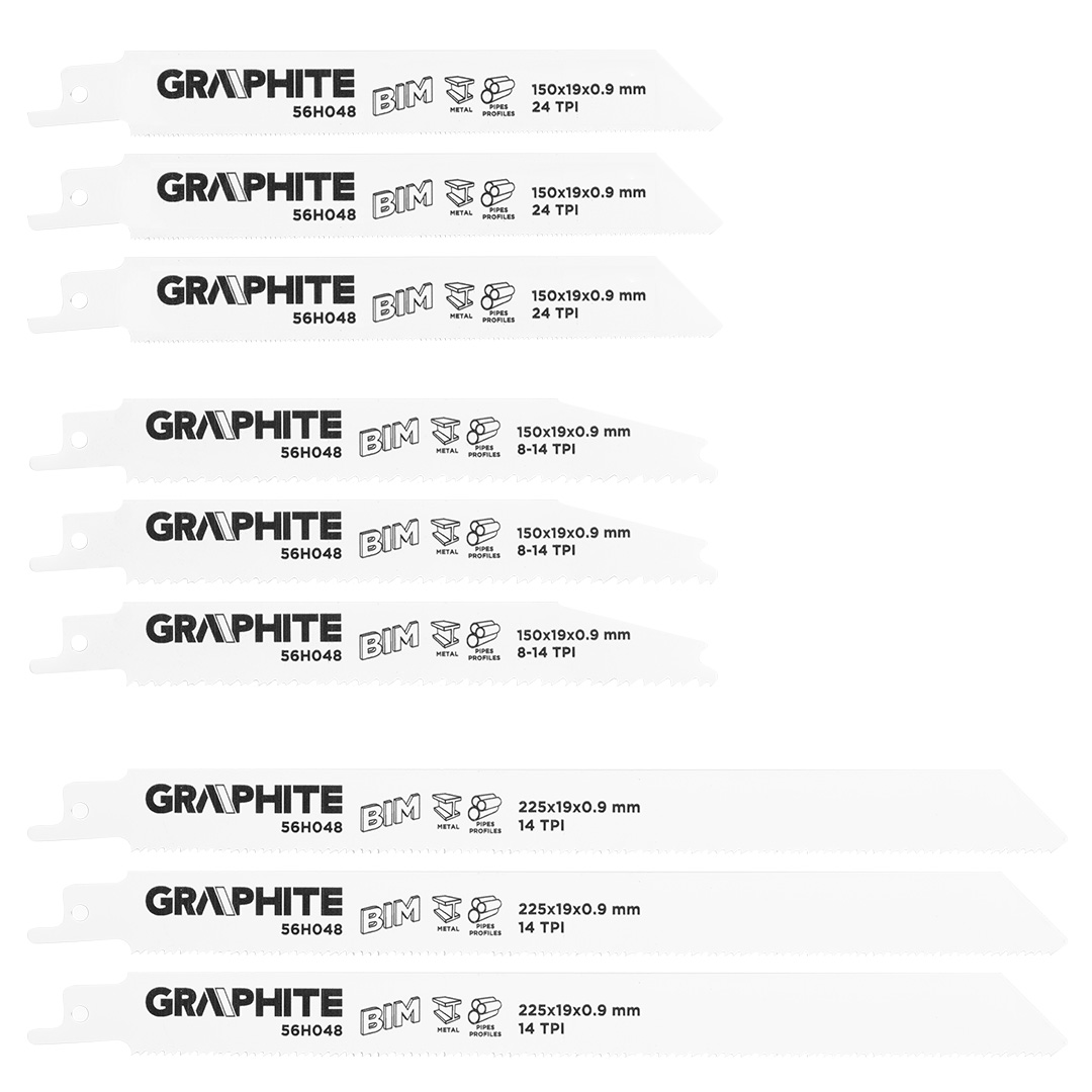 TOP-56H048--Brzeszczoty do piły szablastej, BIM, 150 x 19 x 0.9 mm/24TPI, 150 x 19 x 0.9 mm/8-14TPI, 225 x 19 x 0.9 mm/14TPI, zestaw 3 szt.
