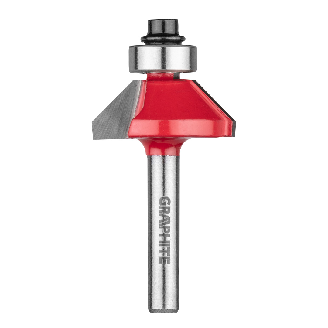 TOP-56H217--Frez kształtowy z łożyskiem, płytka z węglika spiekanego (HM), średnica robocza freza 26.6 mm, długość robocza 9.52 mm, średnica trzpienia 6 mm, do drewna, płyta MDF, płyta wiórowa, sklejka