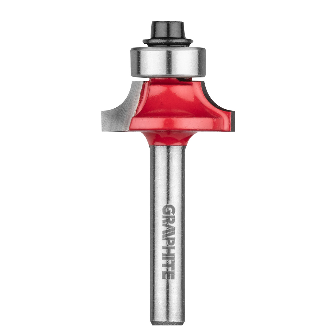 TOP-56H222--Frez kształtowy z łożyskiem zaokrąglający, płytka z węglika spiekanego (HM), średnica robocza freza 22.5 mm, długość robocza freza 9 mm, średnica trzpienia 6 mm, do drewna