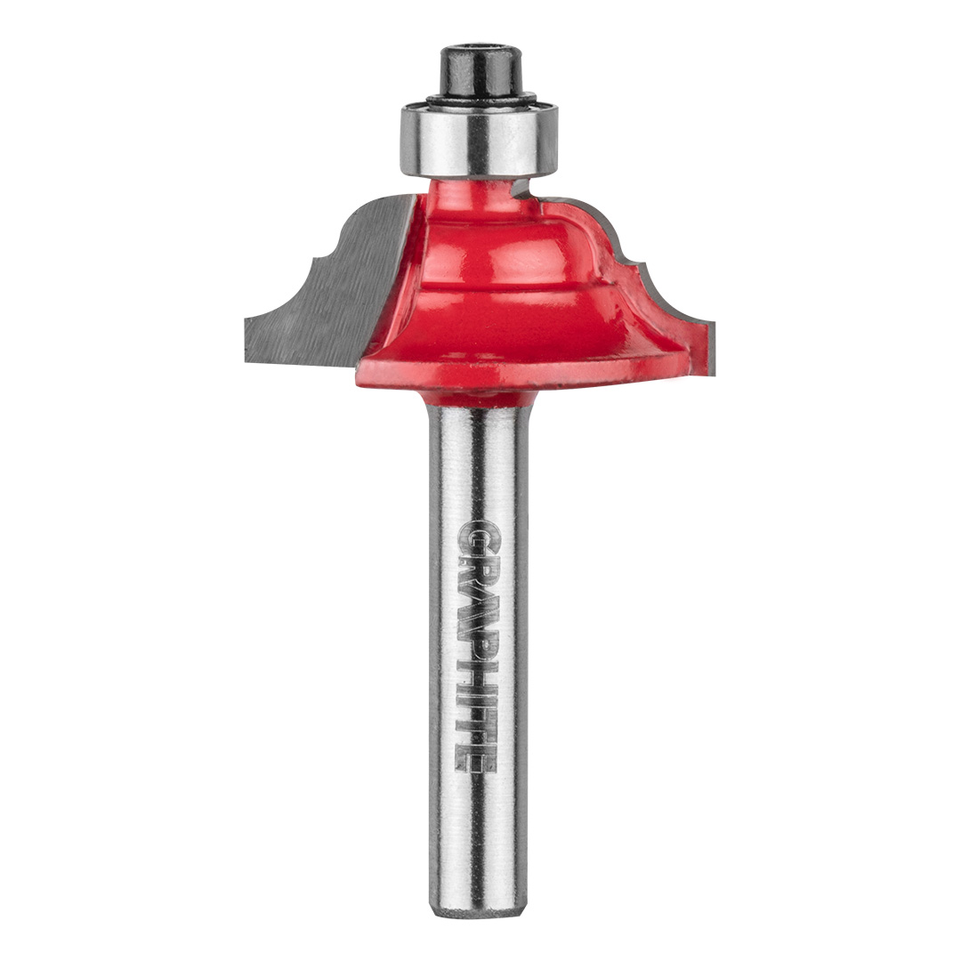 TOP-56H232--Frez kształtowy z łożyskiem ozdobny, płytka z węglika spiekanego (HM), średnica robocza freza 28.6 mm, długość robocza freza 11.7 mm, średnica trzpienia 6 mm, do drewna