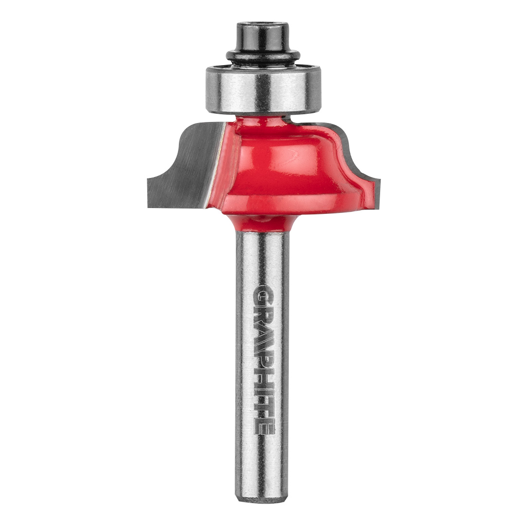 TOP-56H237--Frez kształtowy z łożyskiem ozdobny, płytka z węglika spiekanego (HM), średnica robocza freza 25.7 mm, długość robocza freza 9.7 mm, średnica trzpienia 6 mm, do drewna