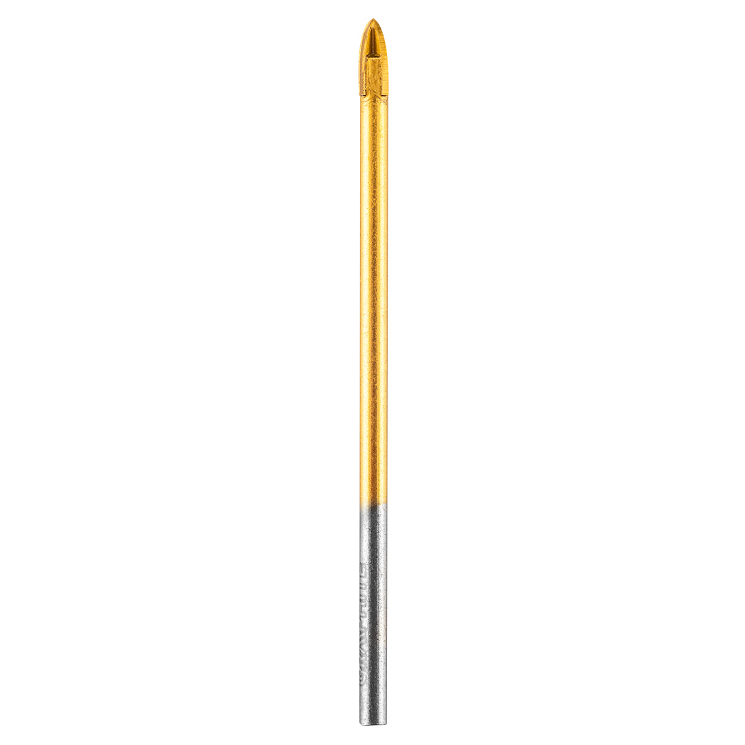 TOP-56H400--Wiertło uniwersalne HM, średnica 3 mm, długość robocza 64 mm, uchwyt cylindryczny, powłoka TiN, 4 ostrza z węglika spiekanego, przeznaczone do wiercenia bezudarowego w miękkich materiałach: drewno, plastik, aluminium, cegła, ceramika, szkło.