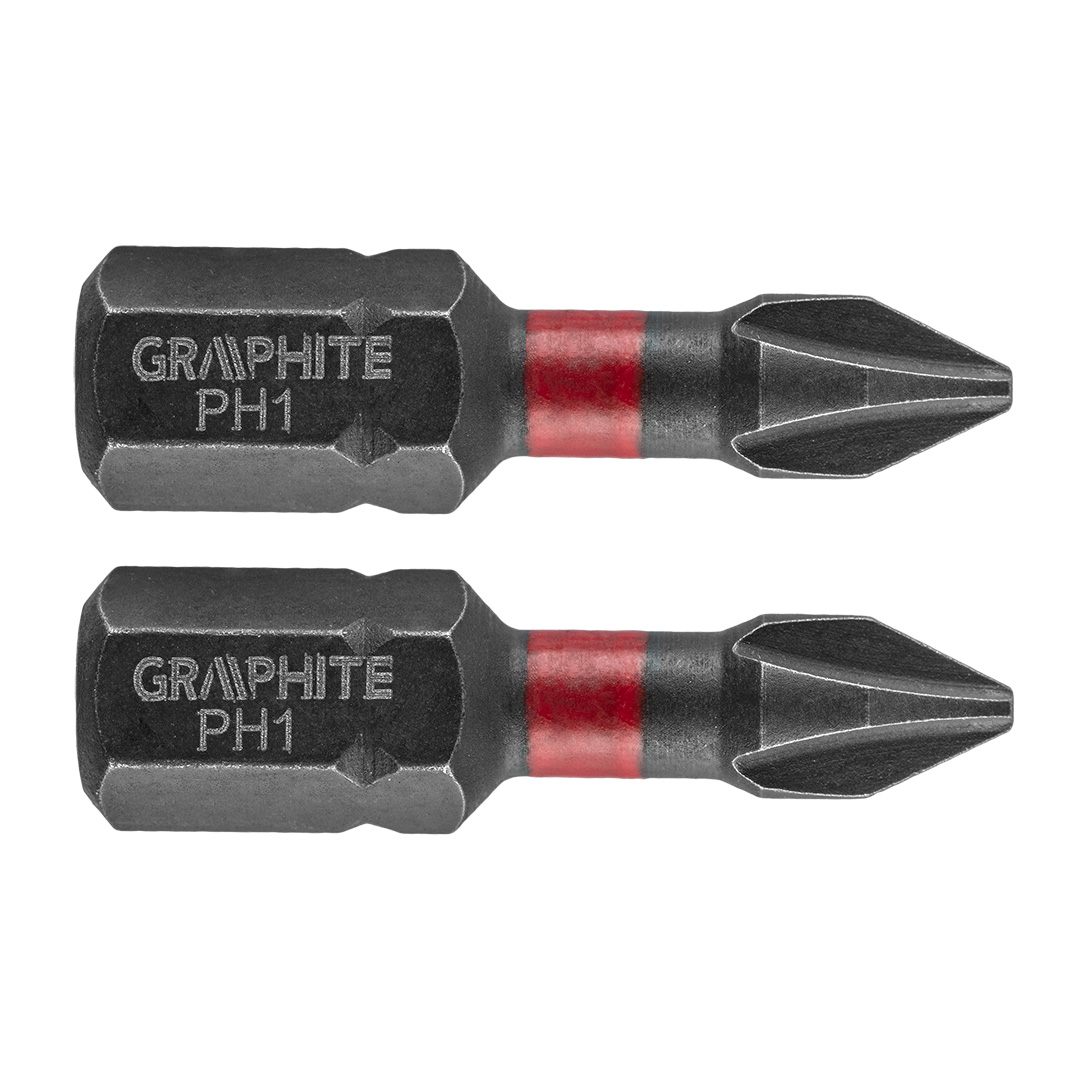 TOP-56H500--Bity udarowe, typ PH1, długość całkowita 25 mm, stal S2, napęd 1/4", 2 szt. 