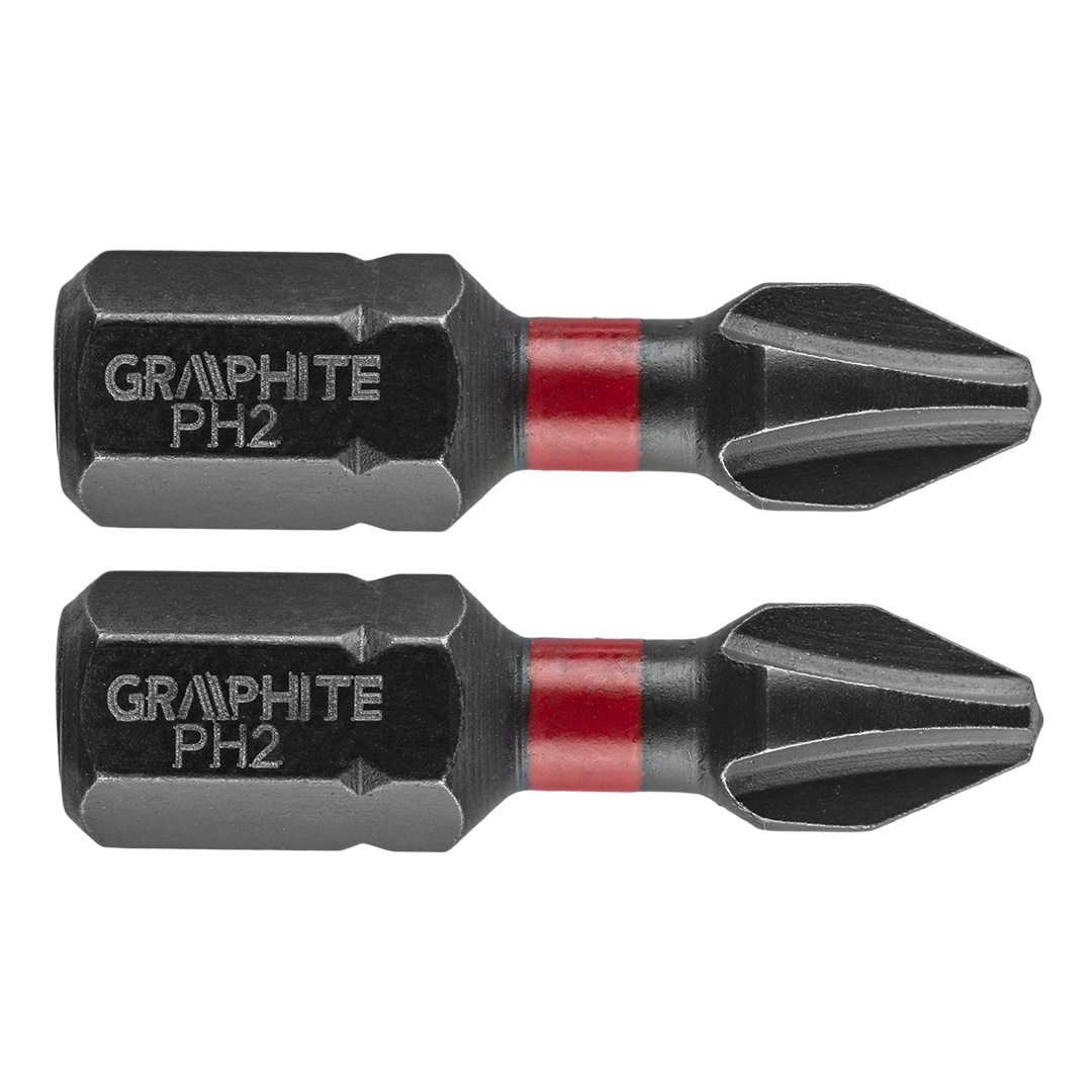TOP-56H501--Bity udarowe, typ PH2, długość całkowita 25 mm, stal S2, napęd 1/4", 2 szt. 