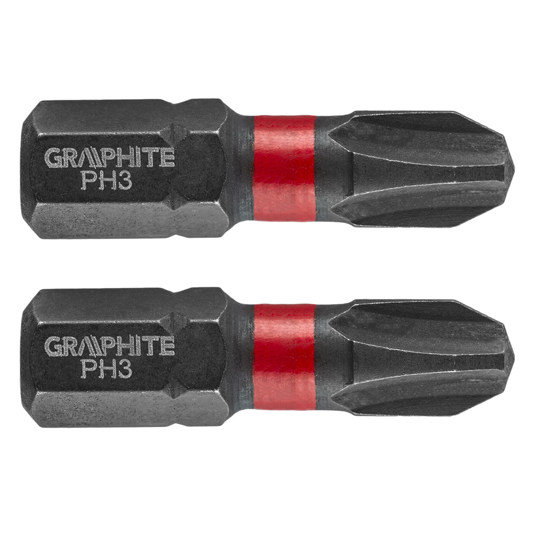 TOP-56H502--Bity udarowe, typ PH3, długość całkowita 25 mm, stal S2, napęd 1/4", 2 szt. 