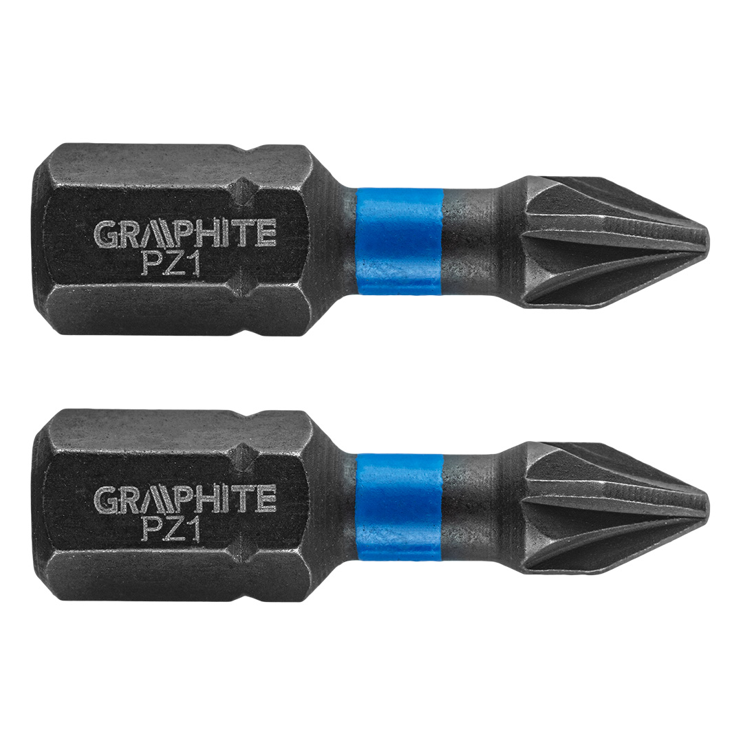 TOP-56H503--Bity udarowe, typ PZ1, długość całkowita 25 mm, stal S2, napęd 1/4", 2 szt. 