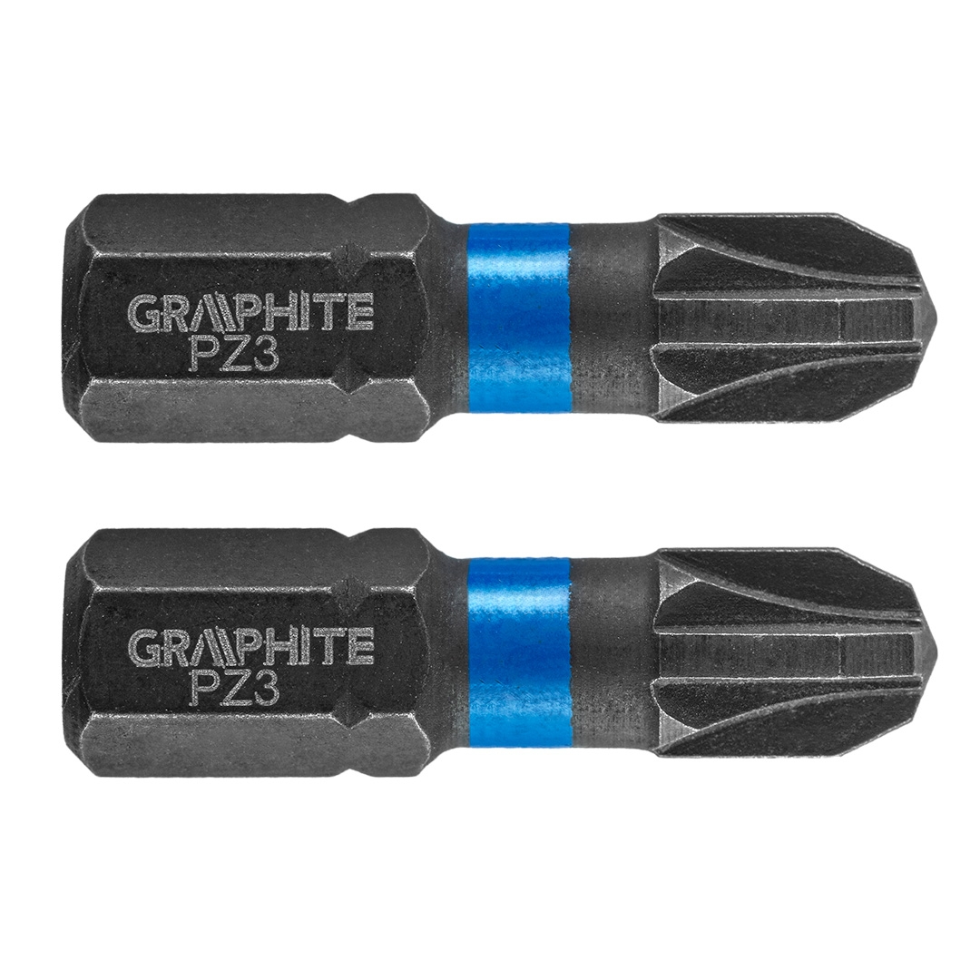 TOP-56H505--Bity udarowe, typ PZ3, długość całkowita 25 mm, stal S2, napęd 1/4", 2 szt. 