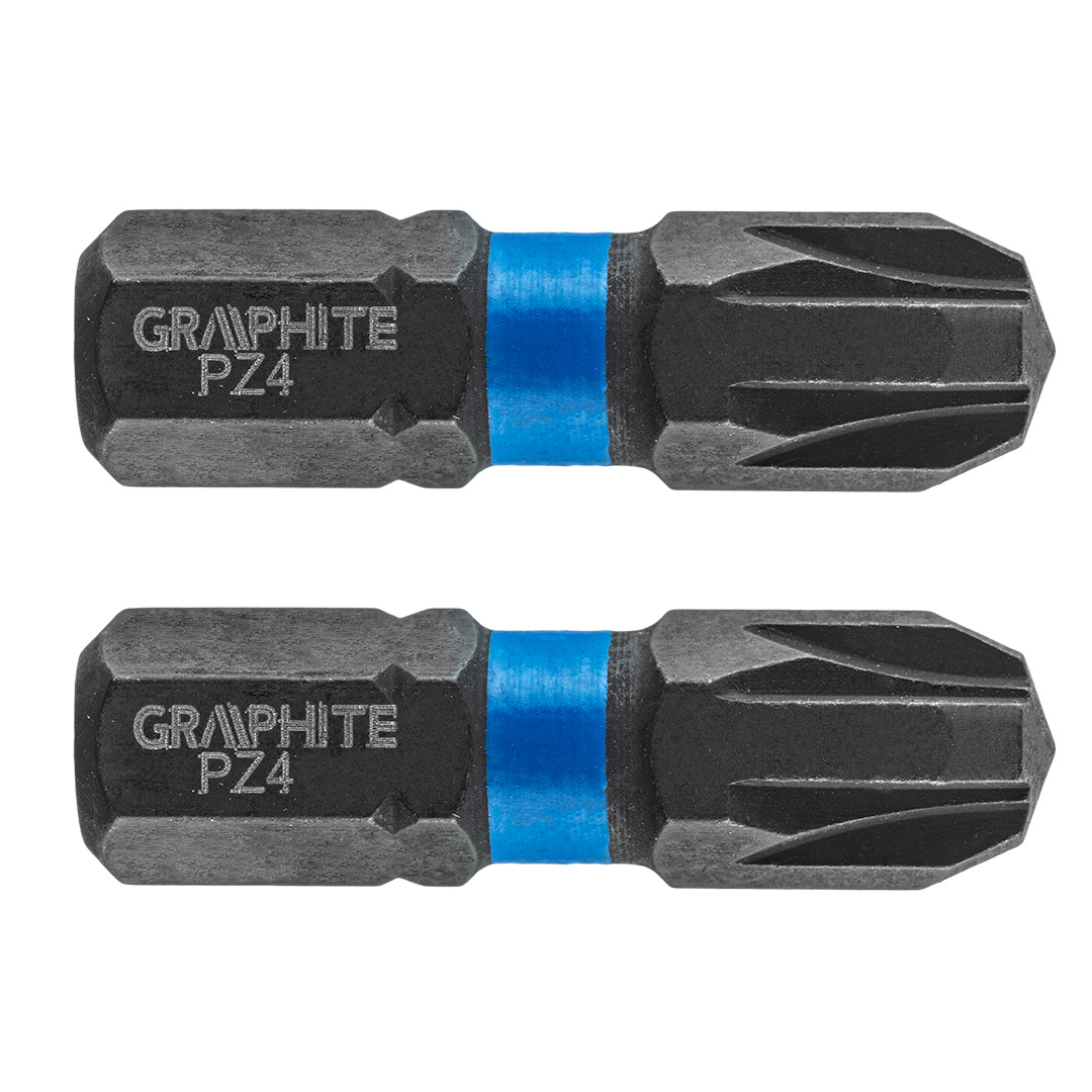 TOP-56H506--Bity udarowe, typ PZ4, długość całkowita 25 mm, stal S2, napęd 1/4", 2 szt. 