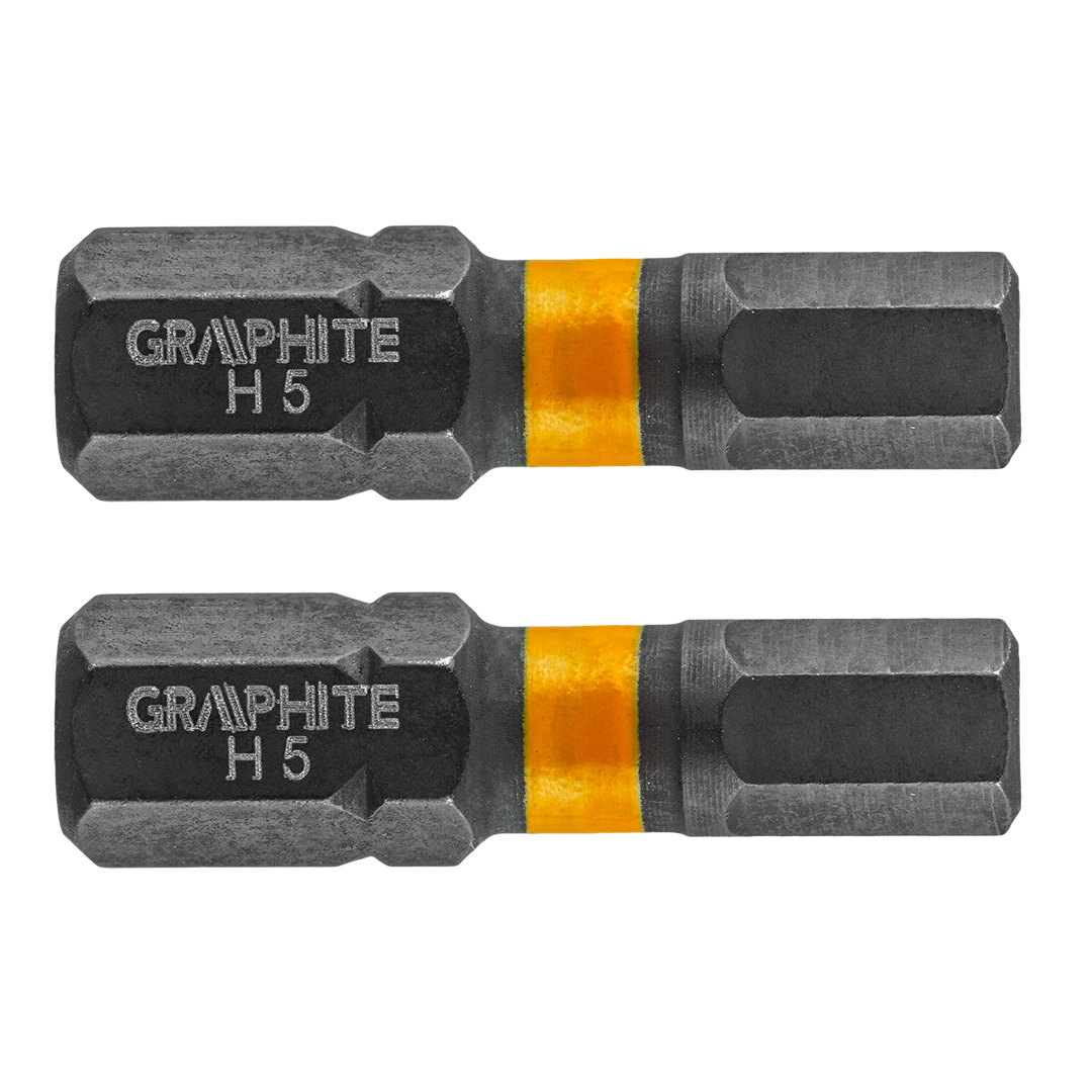TOP-56H508--Bity udarowe, typ HEX5, długość całkowita 25 mm, stal S2, napęd 1/4", 2 szt. 