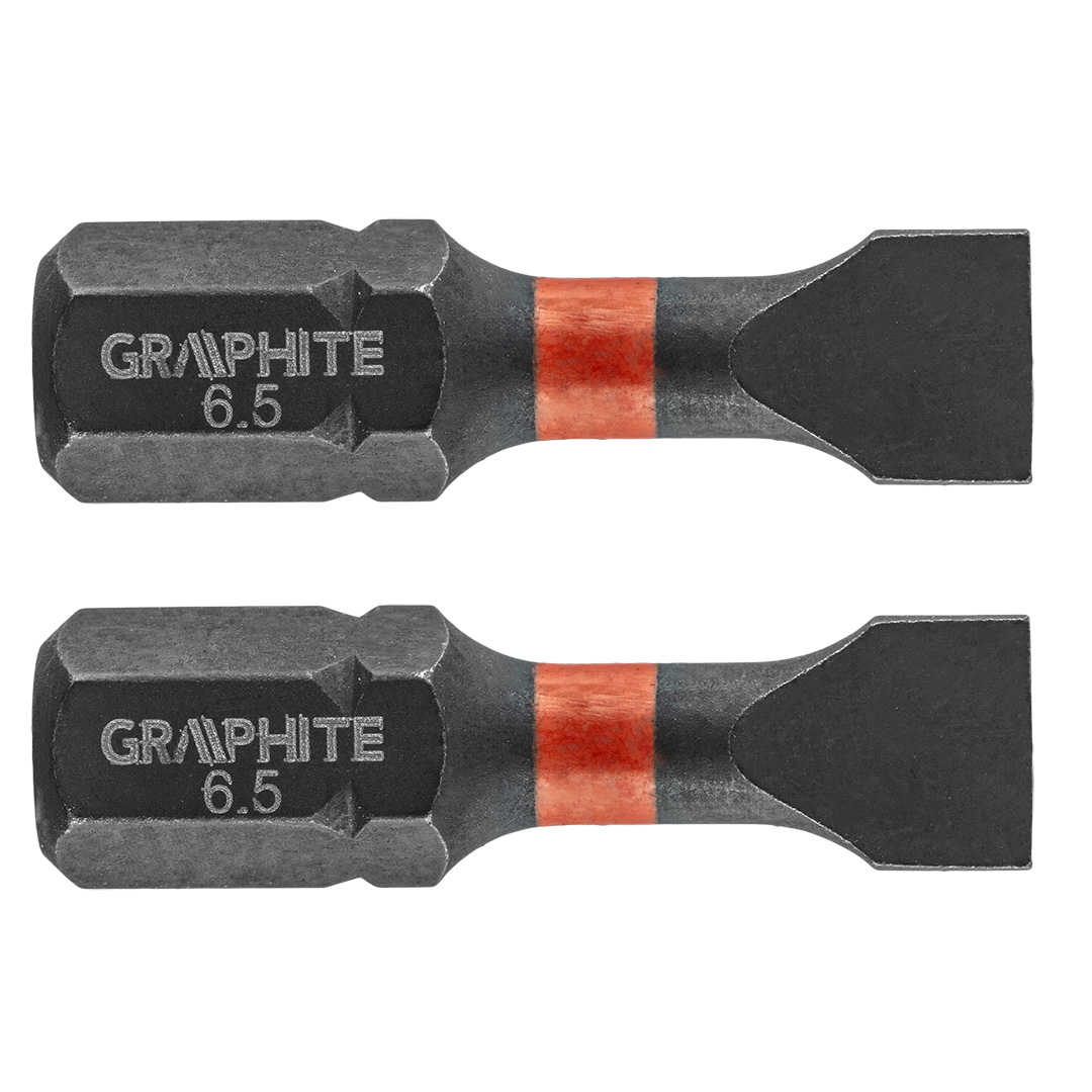 TOP-56H511--Bity udarowe, typ SL6.5, długość całkowita 25 mm, stal S2, napęd 1/4", 2 szt.