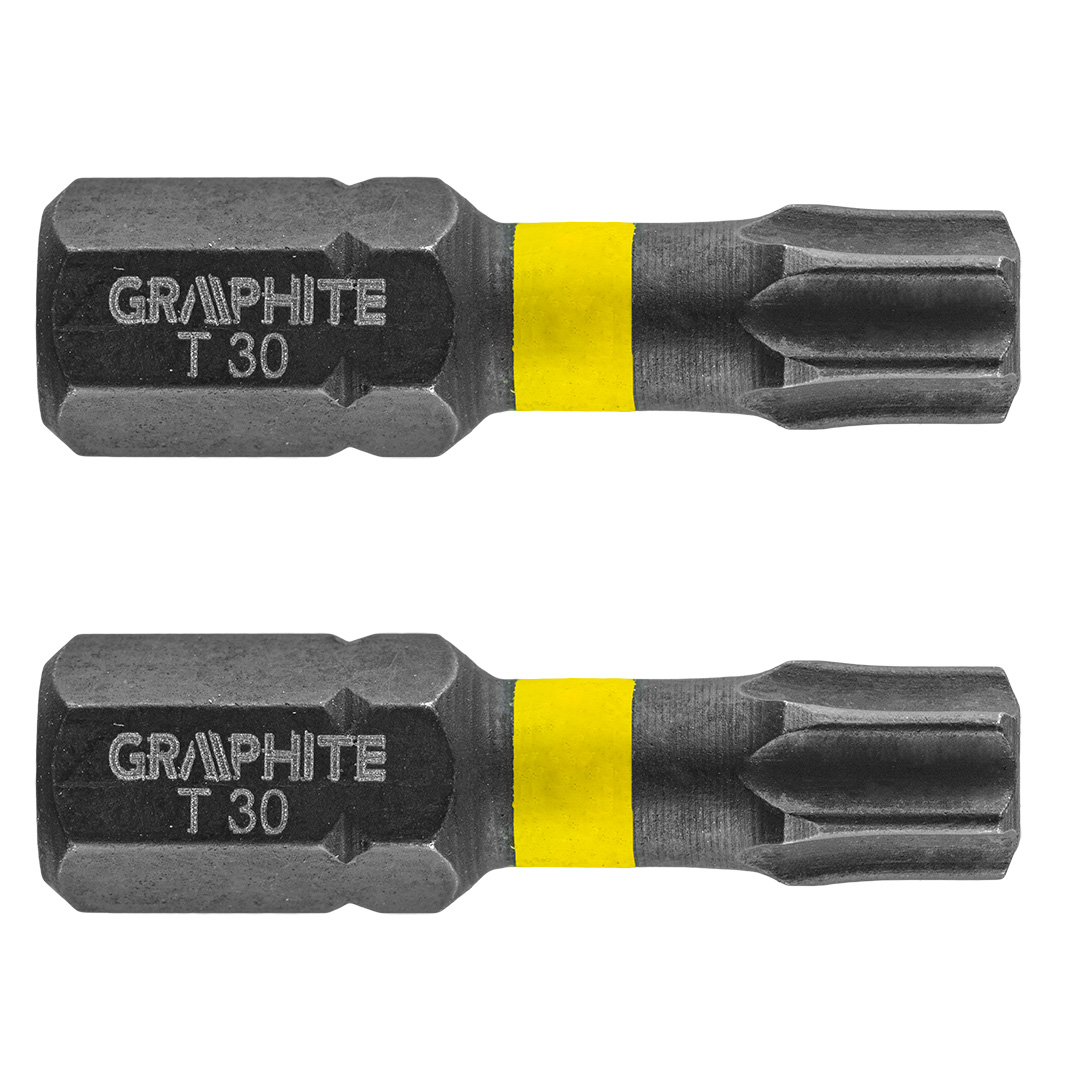 TOP-56H516--Bity udarowe, typ TX30, długość całkowita 25 mm, stal S2, napęd 1/4", 2 szt. 